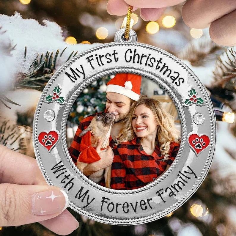 My First Christmas With My Forever Family Acrylic Ornament, Personalized Family Christmas Ornaments