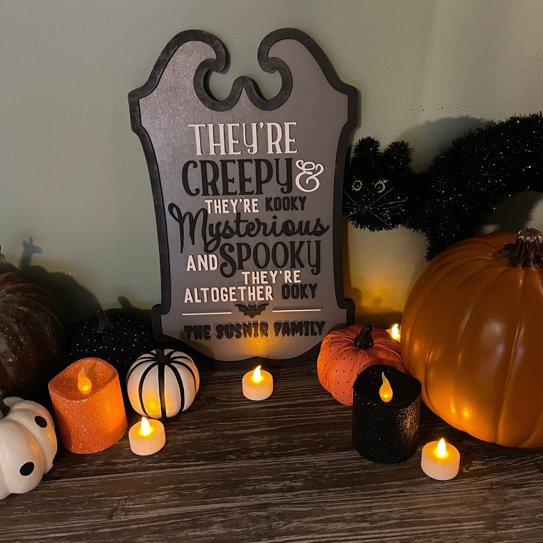 They're Creepy and They're Kooky Personalized Family Wall Wooden Sign, Halloween Decor