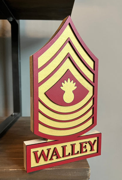 Personalized USMC Rank Self Standing Name Plate, Veteran Day Gifts