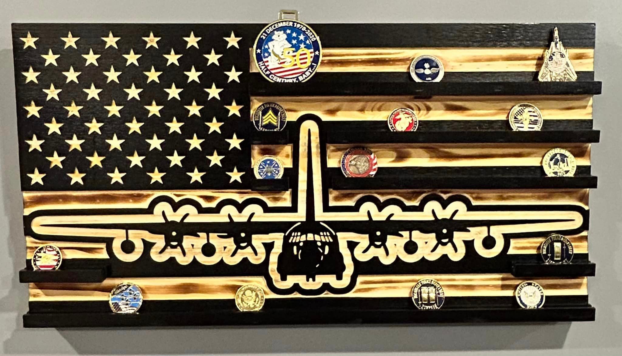 Custom Branch Coin Holder Display Flags,  Challenge Coin Hanging Wall Display Rack, Veteran Gift, Gift For Dad