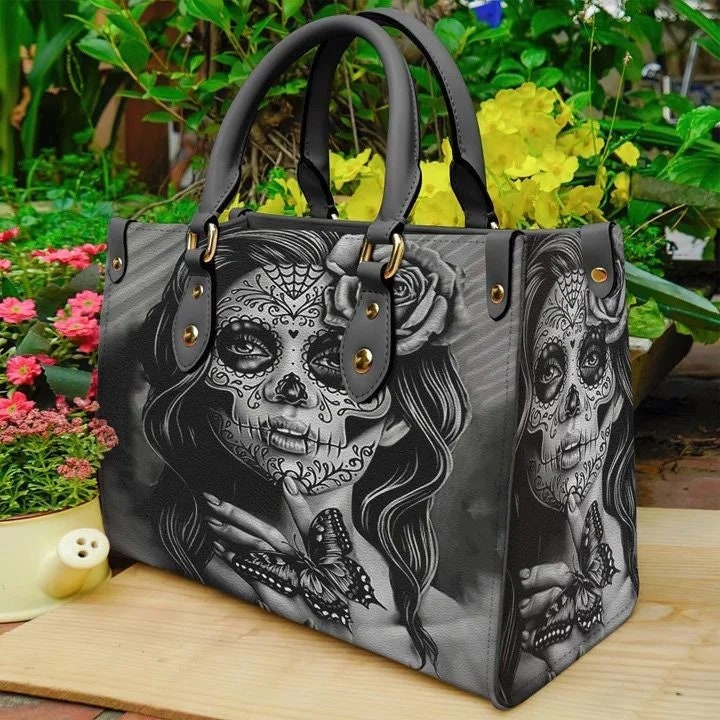 Day Of The Dead Butterfly Skull Purse, Love Skull Bones, Halloween Gift For Her