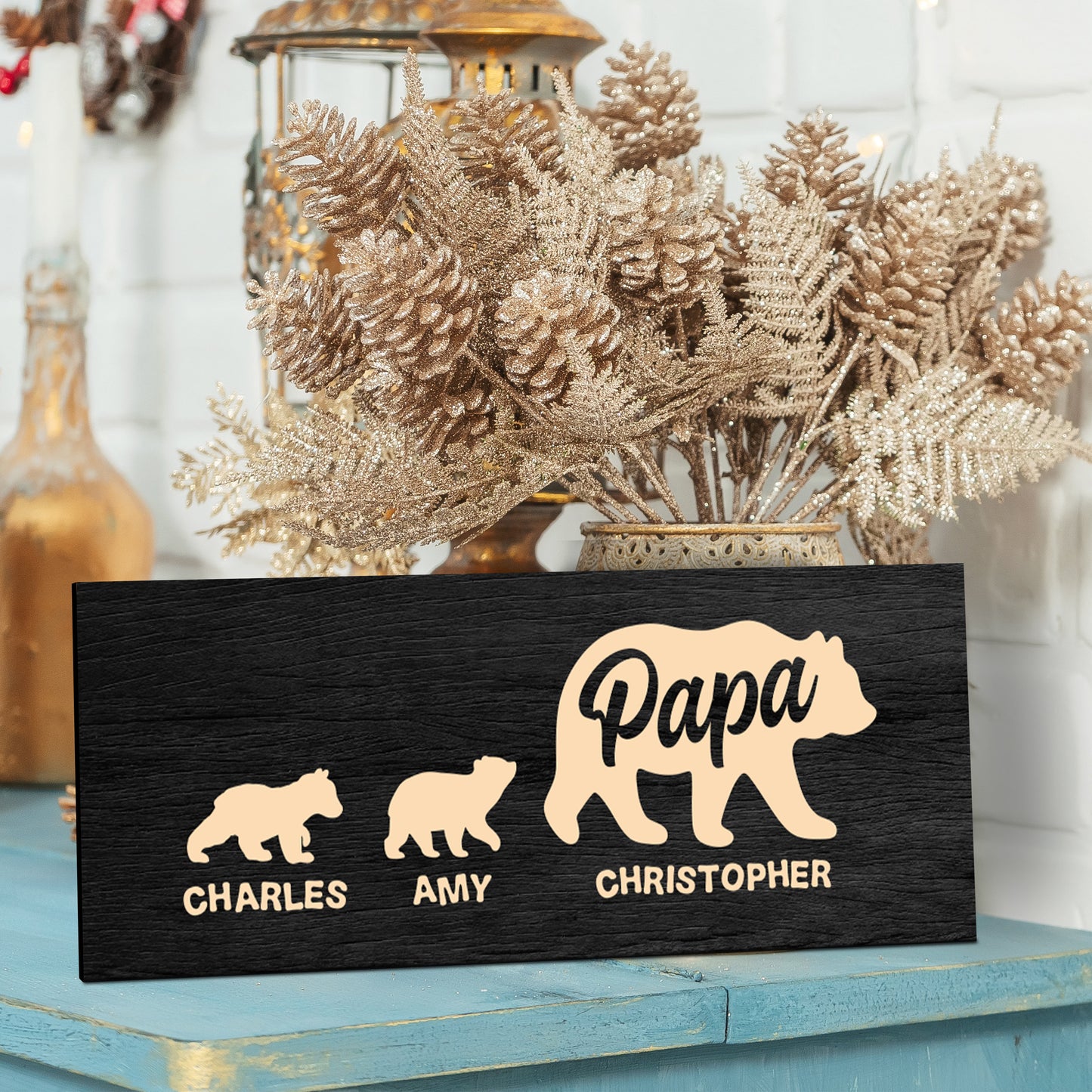 Personalized Name Wood Sign, Gifts for Dad, Dad Sign, Birthday Gift for Dad, Gifts from Daughter, Papa Bear Sign