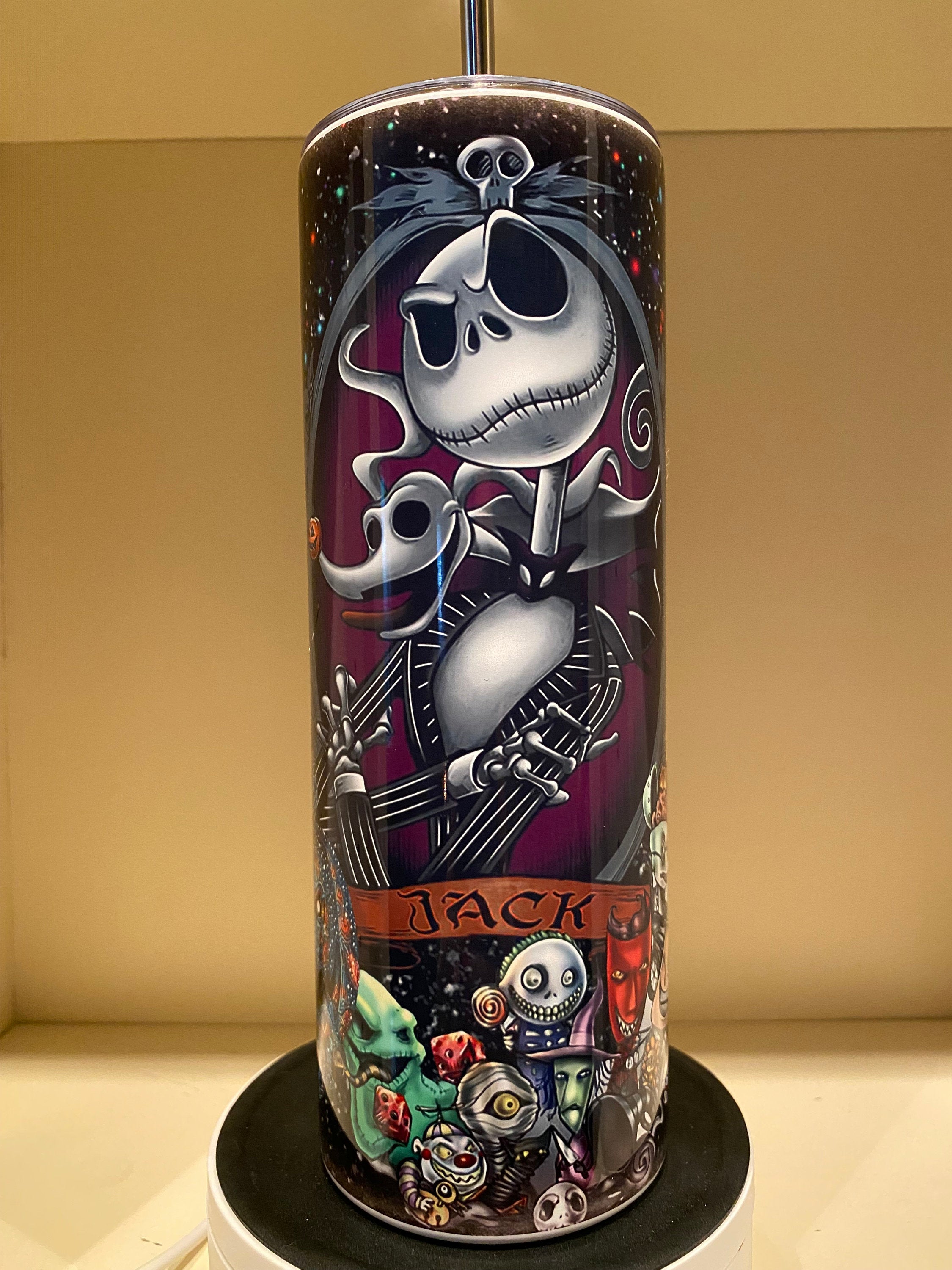 Personalized Sally And Jack Skellington Old Frame 20oz Stainless Steel Tumbler, Halloween Gift