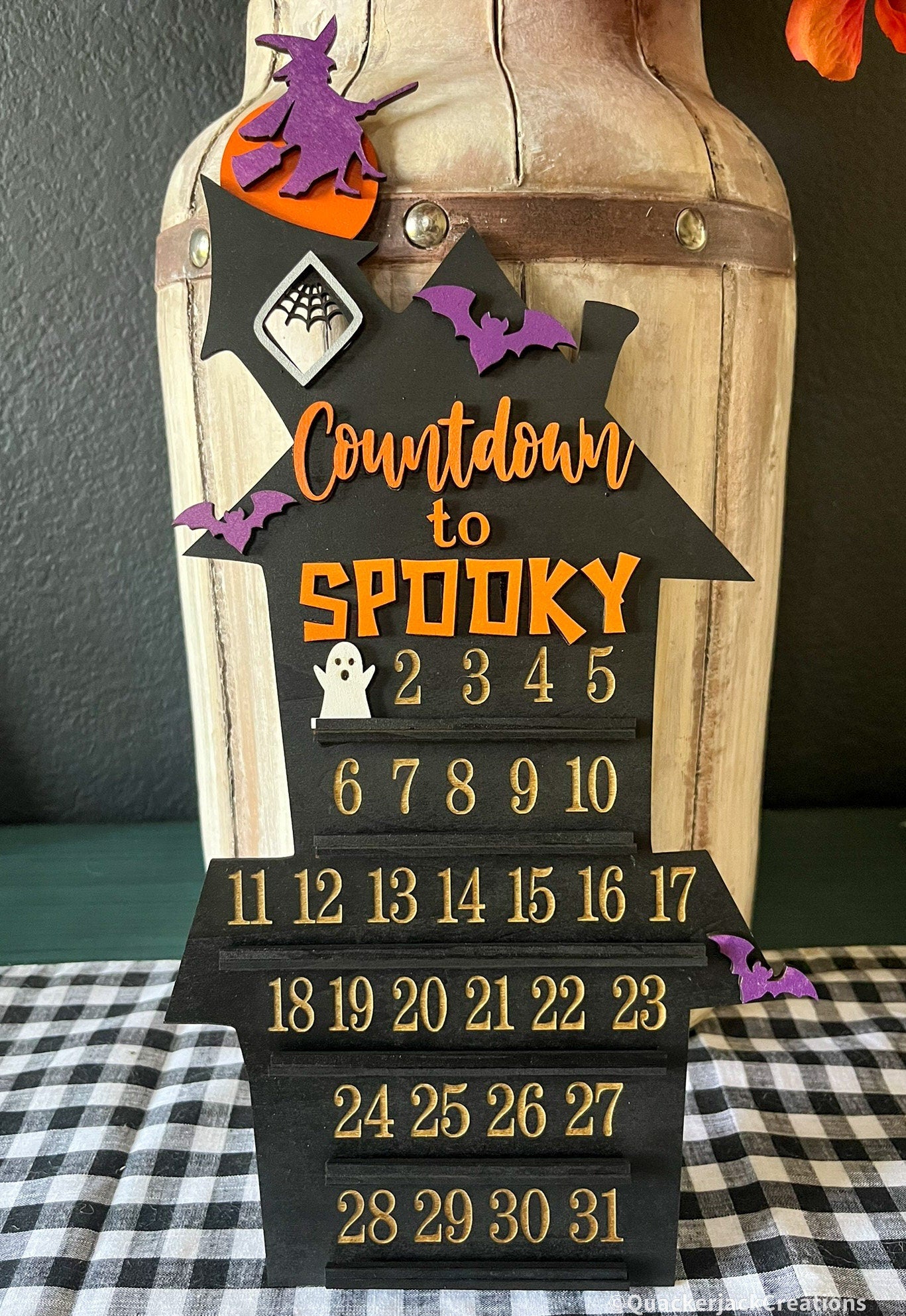 Countdown To Spooky Halloween Countdown Sign With Movable Ghost, Halloween Decor