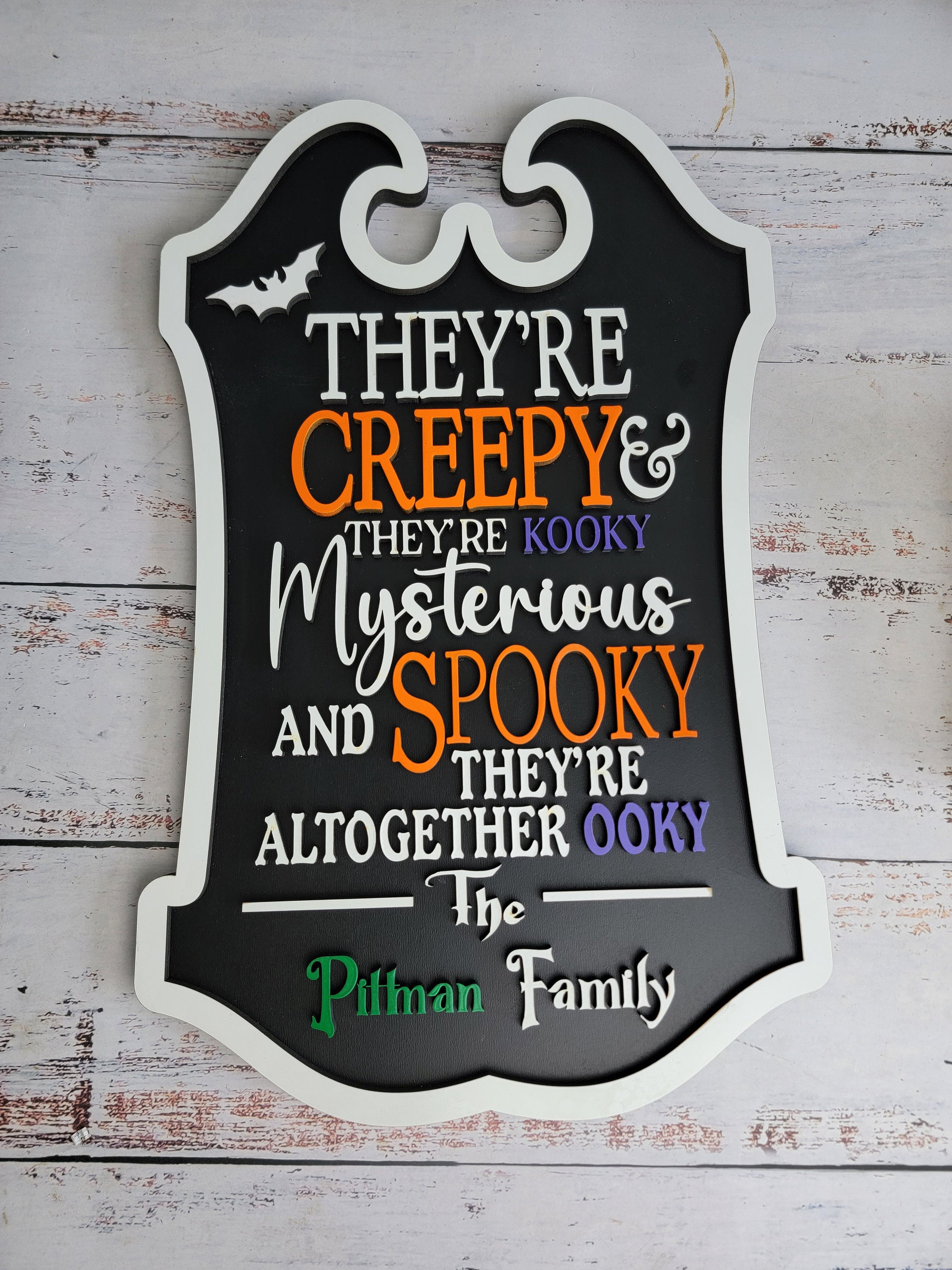 They’re Creepy & They’re Kooky Personalized Wall Hanging Sign, Halloween Decor