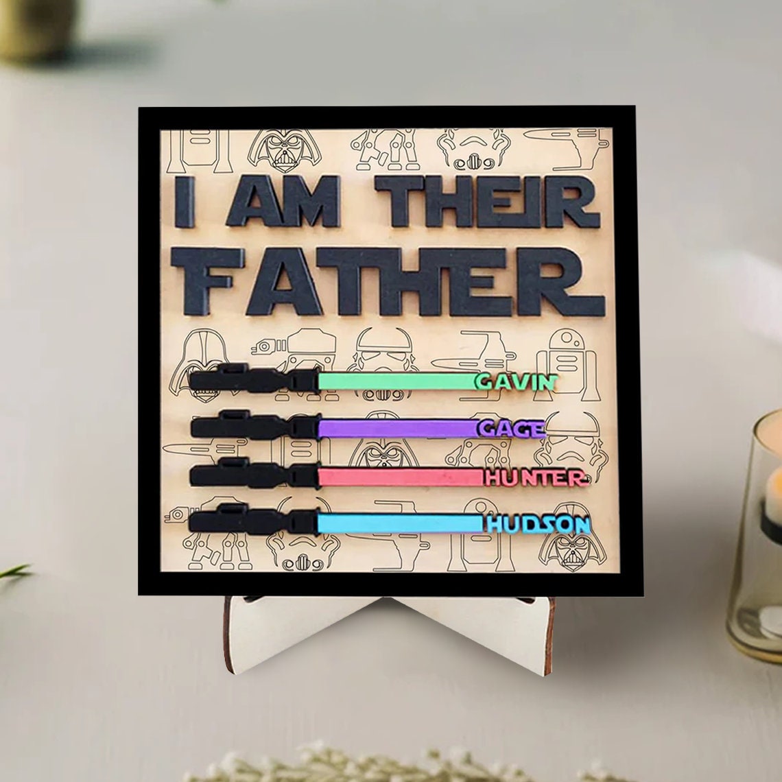 I Am Their Father Sign, Father Day Custom Gift, Personalized Gift for Dad, 2 Layered Wooden Plaque, Father's Day Gift