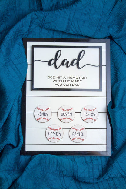God Hit A Home Run When He Made You Our Dad Sign, Personalized Baseball Dad Wooden, Gifts for Dad