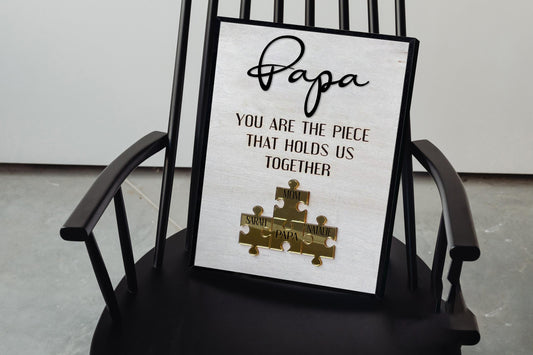 PAPA You Are The Piece That Holds Us Together Wooden Sign Fee Holder, Puzzle Piece Sign, Dad gift, Father's Day Gift, Gifts For Dad