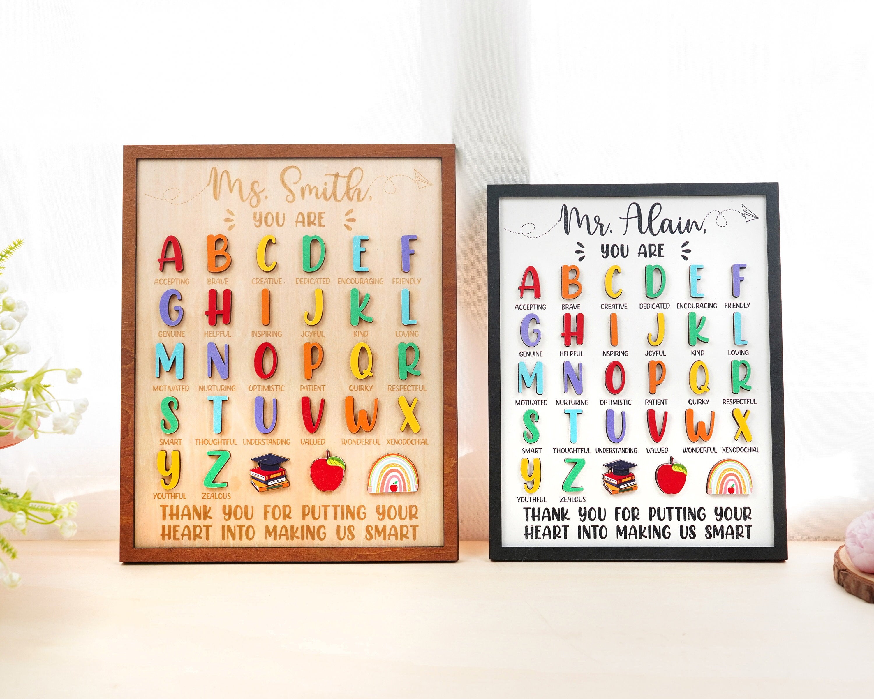 Personalized Teacher ABC Appreciation Sign, Preschool Teacher Gifts, B ...