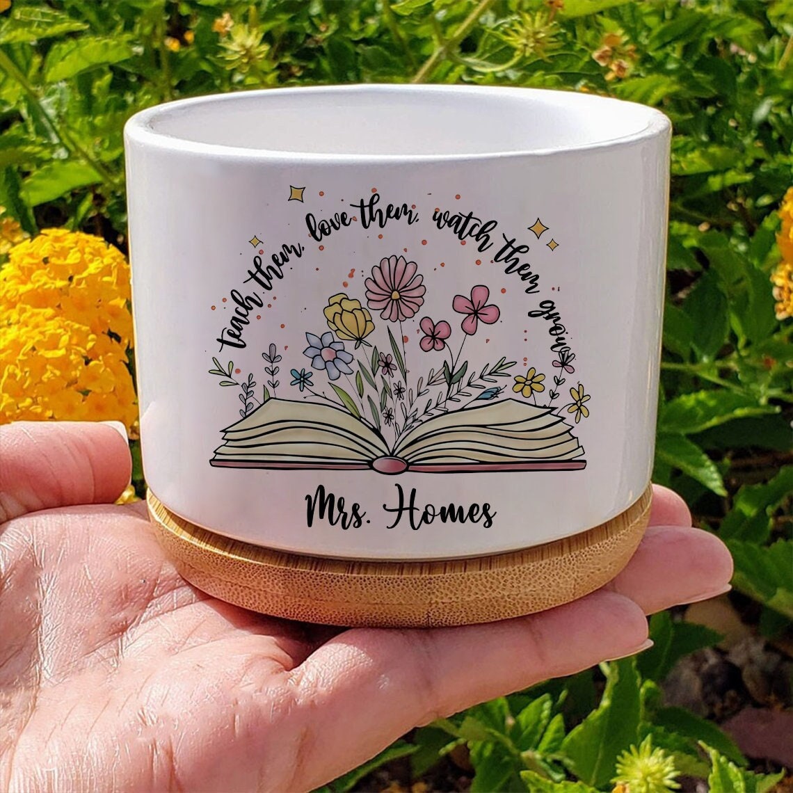 Personalized Teacher Ceramic Plant Pot, Teacher Gifts, Back To School Gift