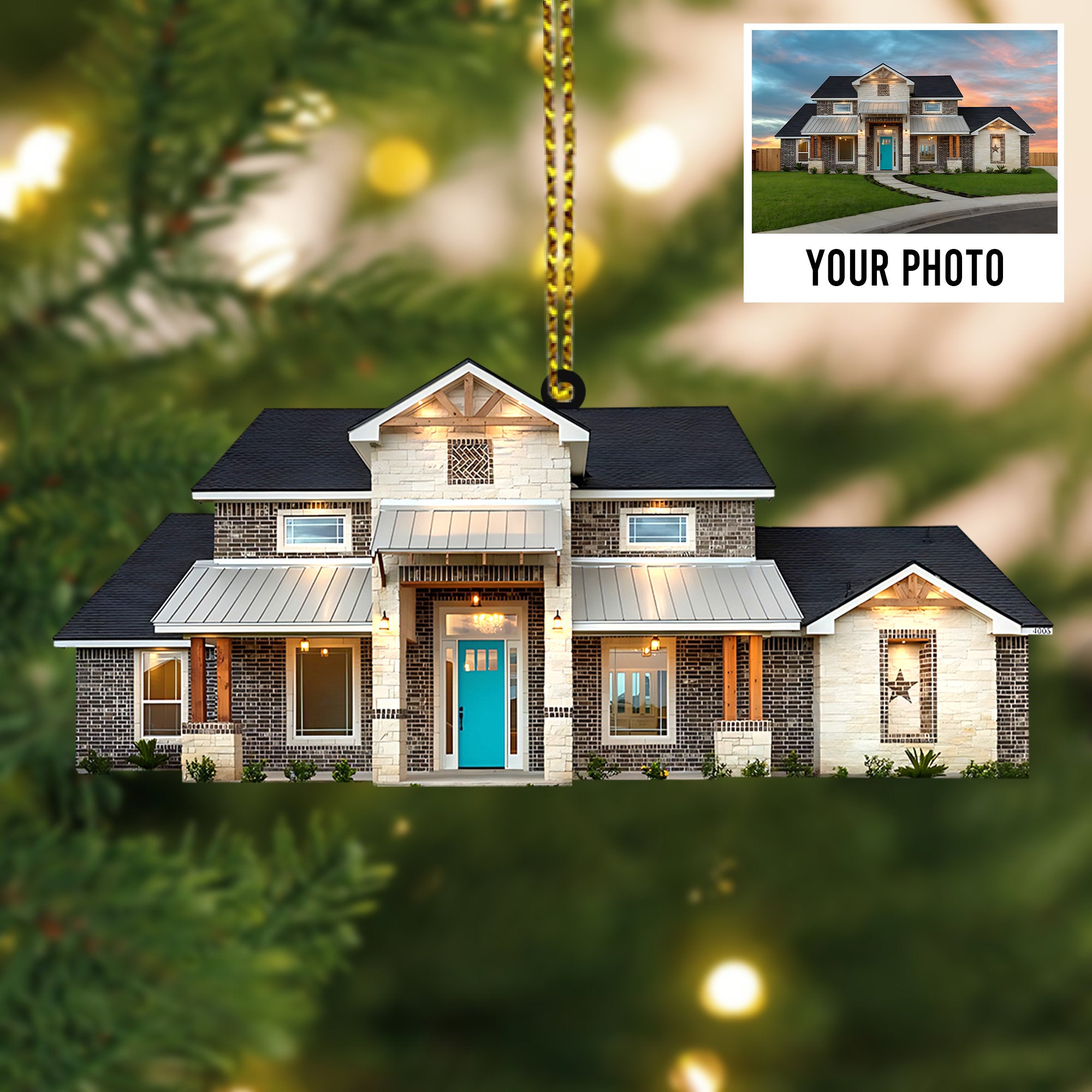 Custom Photo House Ornament, Our New Home Christmas Ornament, First Home Gift