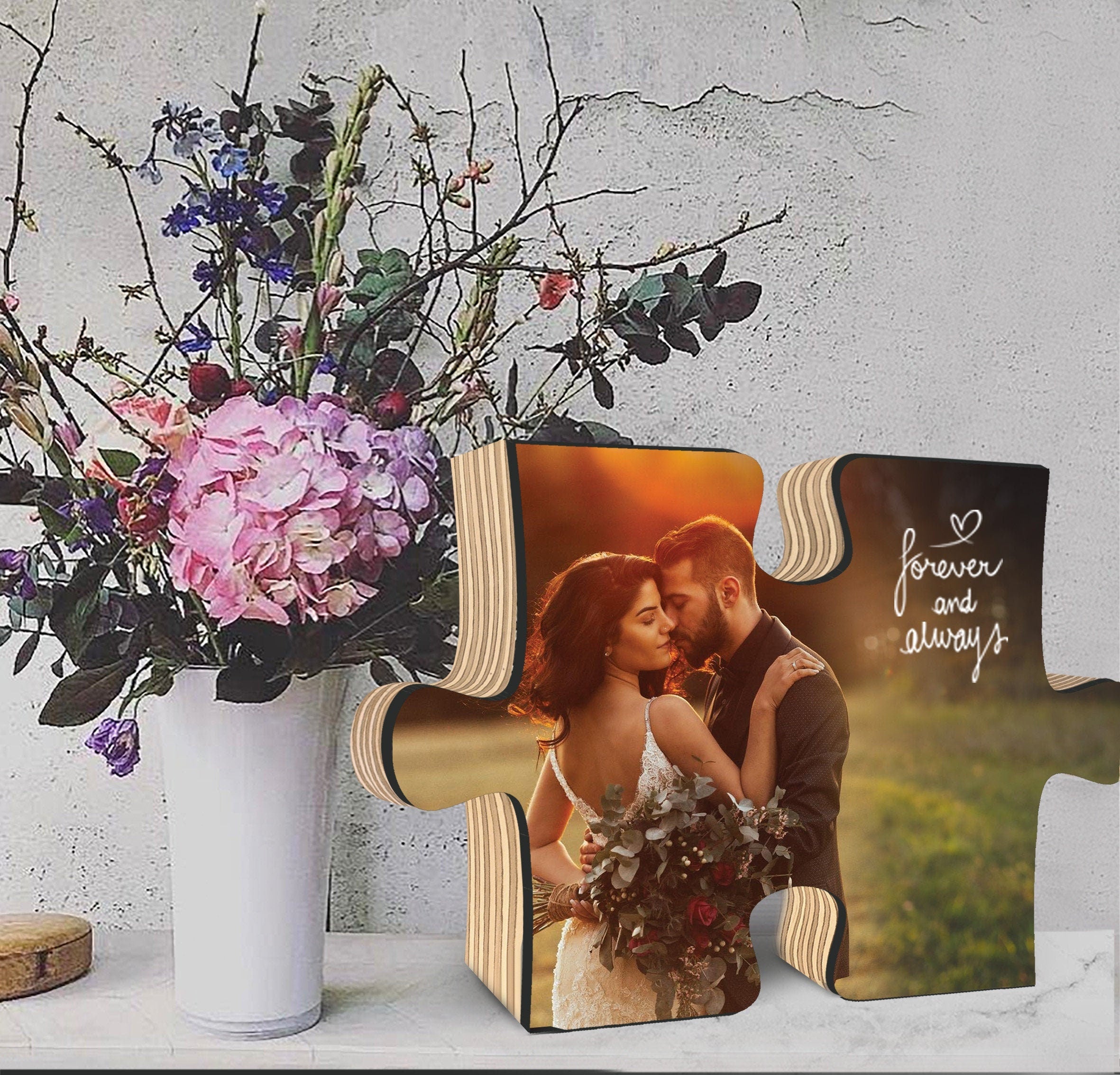 Custom Photo Wood Puzzle, Valentine Jigsaw Puzzle, Anniversary Gift For Couple