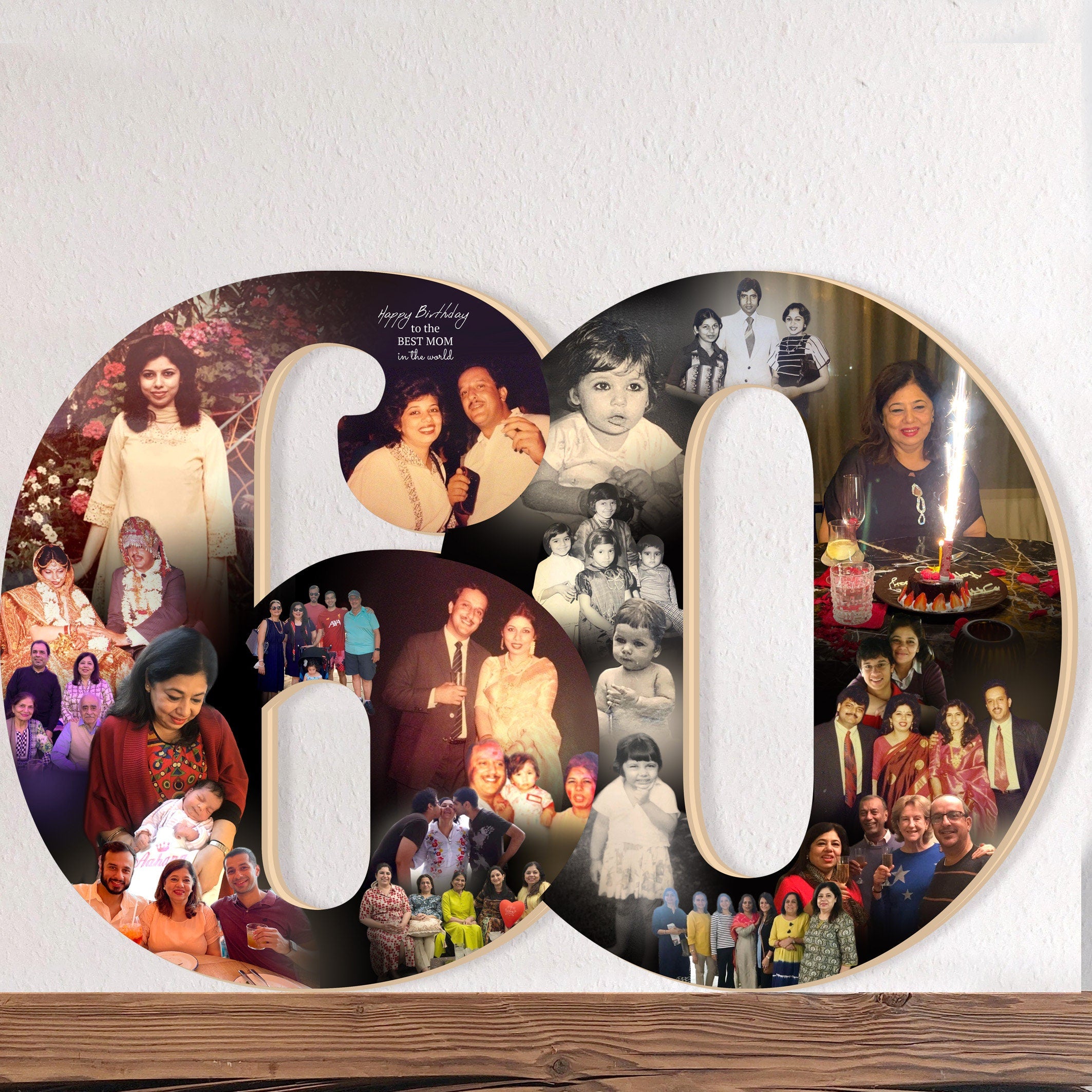 Custom Photo Anniversary Wood Sign, Wedding Photo Collage, Valentine G ...