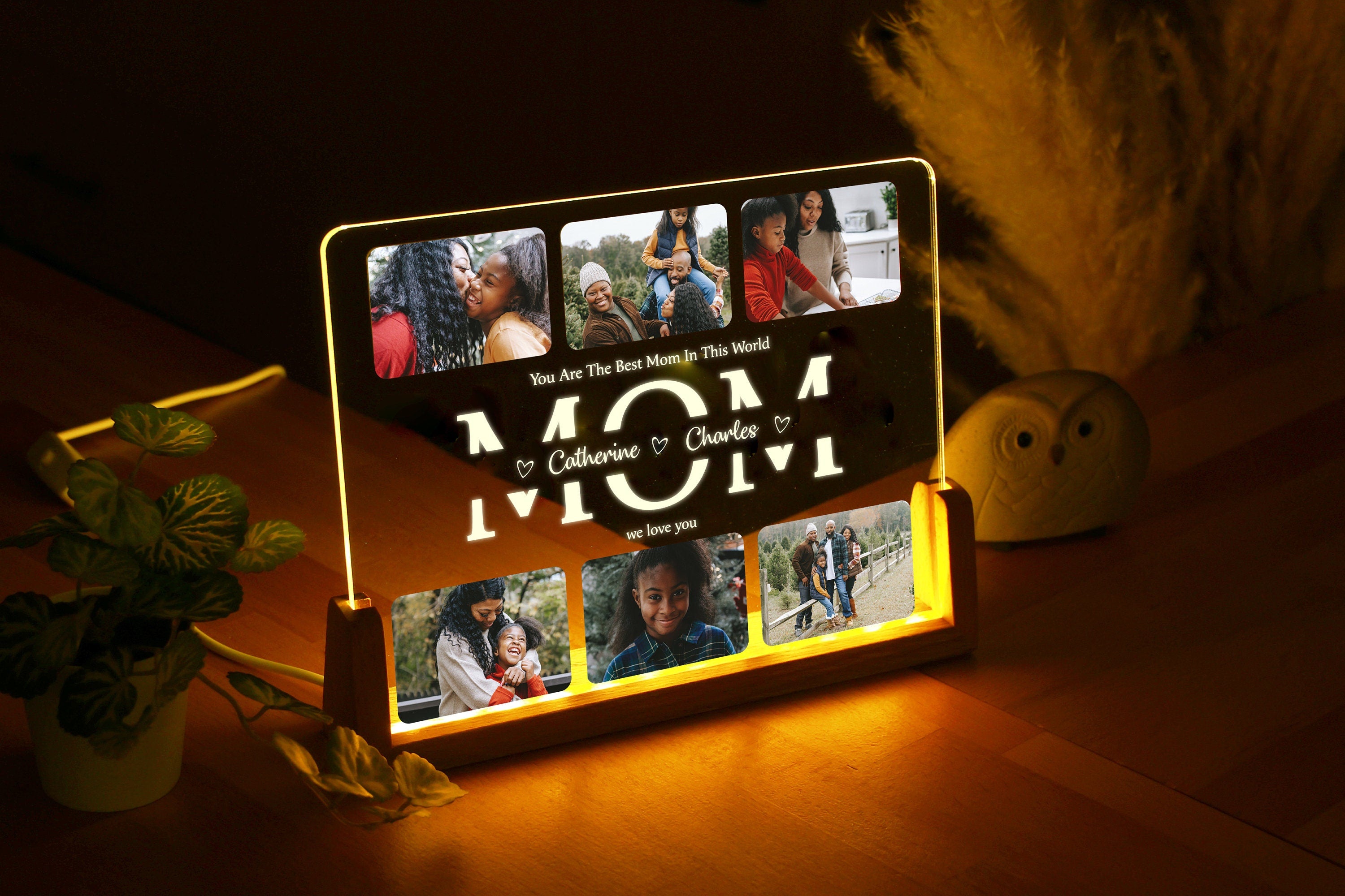 Mom We Love You Custom Acrylic LED Night Light, Mom Gift, Mother's Day Gift