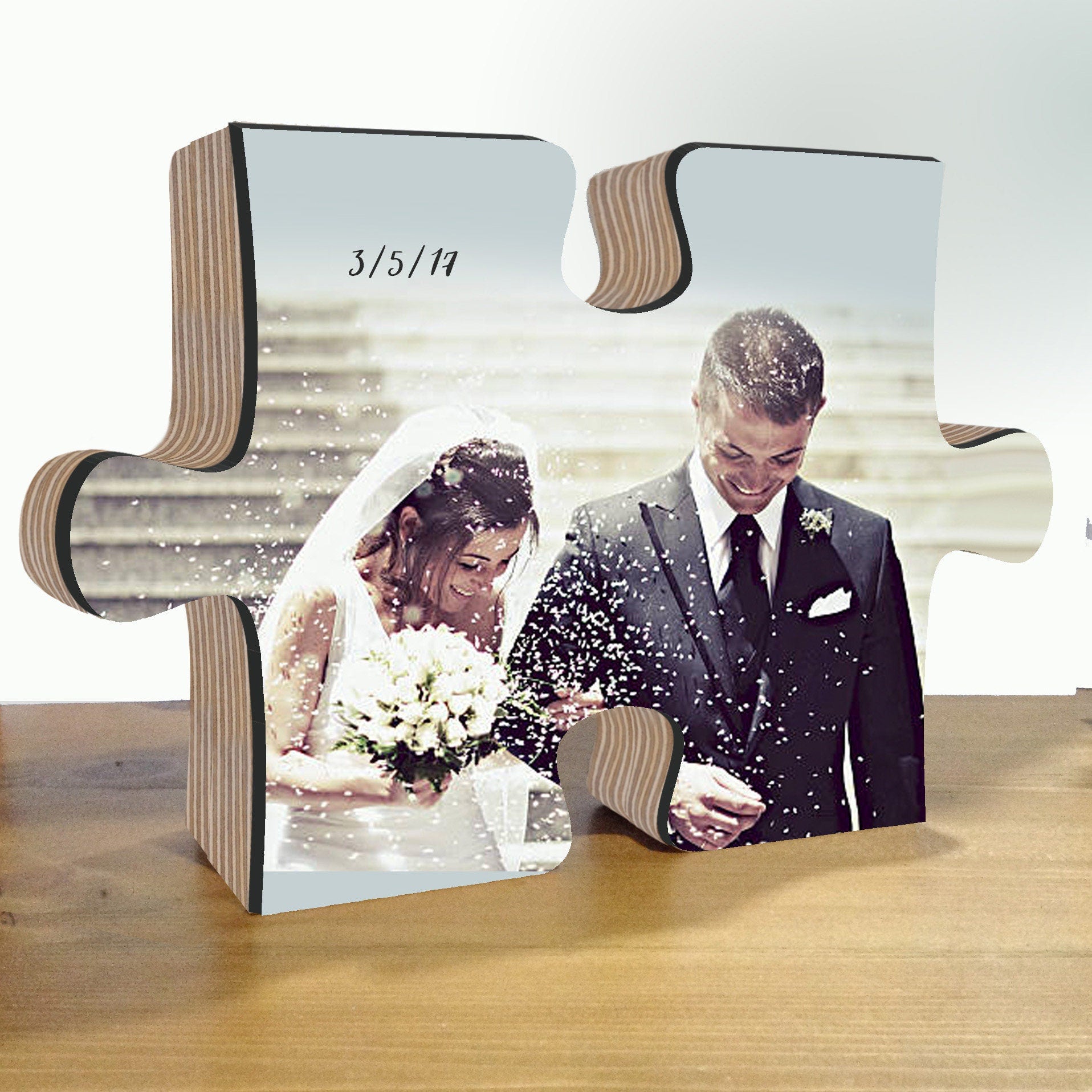 Custom Photo Wood Puzzle, Anniversary Photo on Wood, Valentine Gift For Couple