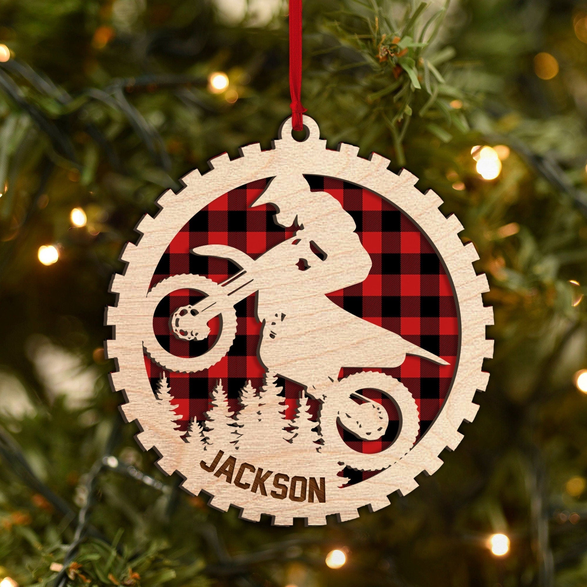 Personalized Dirt Bike Wood Christmas Ornament, Racing Gifts