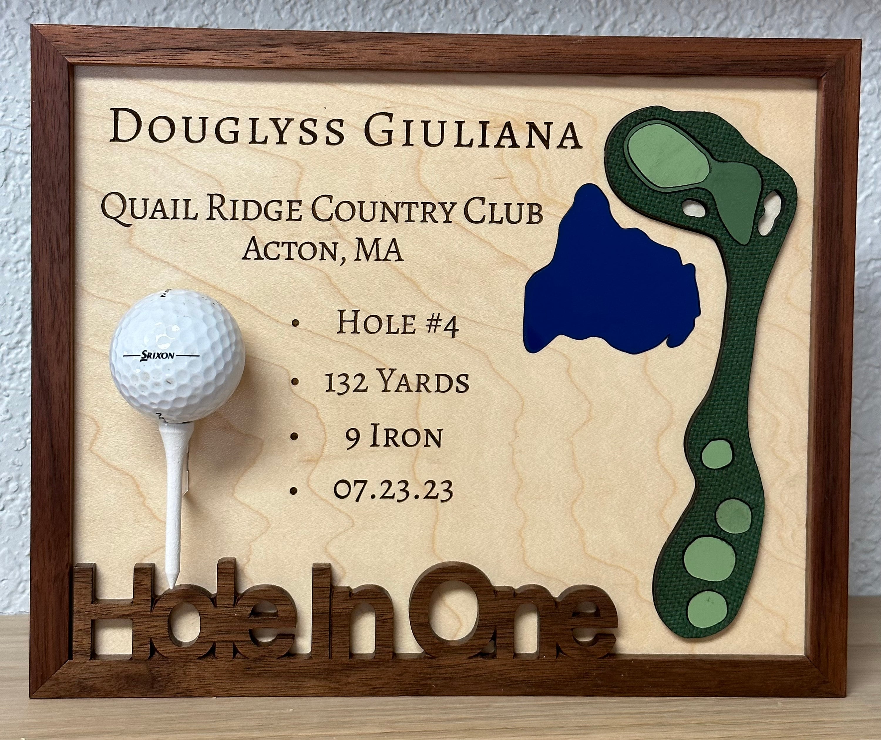 Personalized Hole In One Display, Golf Art, Golf Wood Sign, Golf Gifts For Men