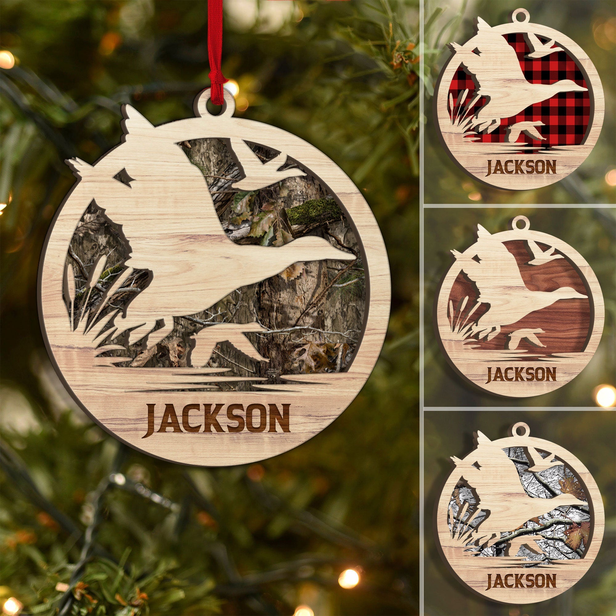 Personalized Duck Hunting Wood Christmas Ornament, Hunter Gift