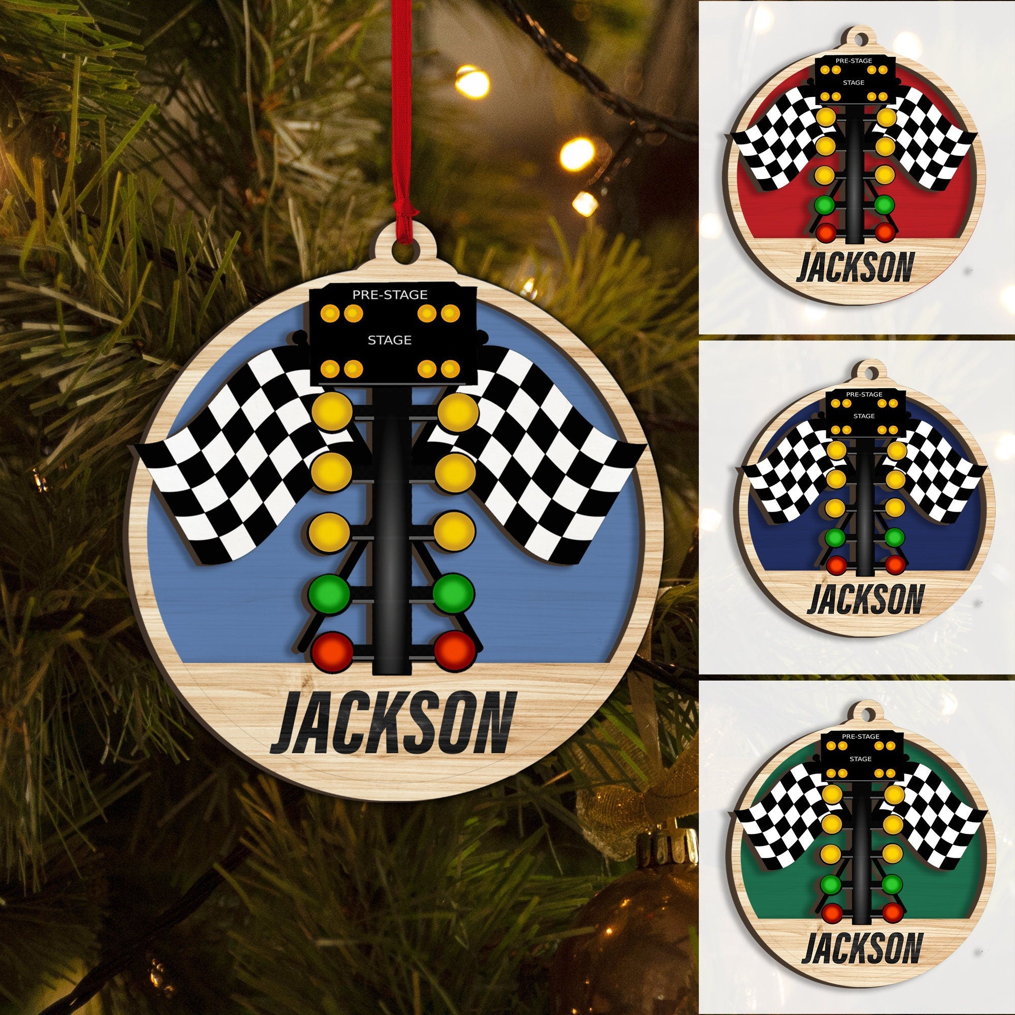 Personalized Drag Racing Wood Christmas Ornament, Racing Gift