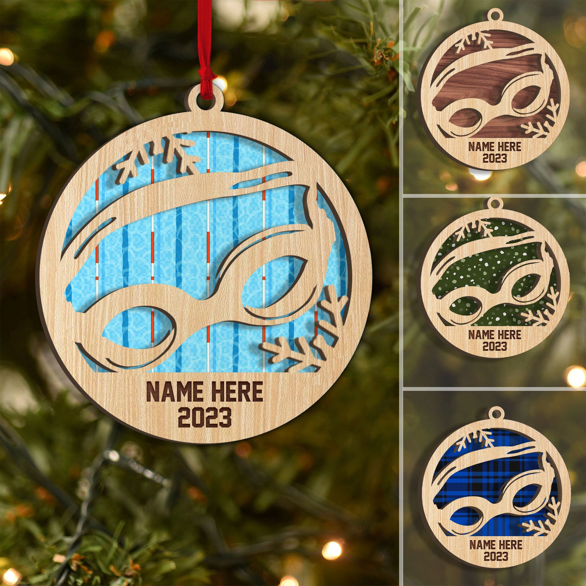 Personalized Swimming Wood Christmas Ornament, Swimming Gift