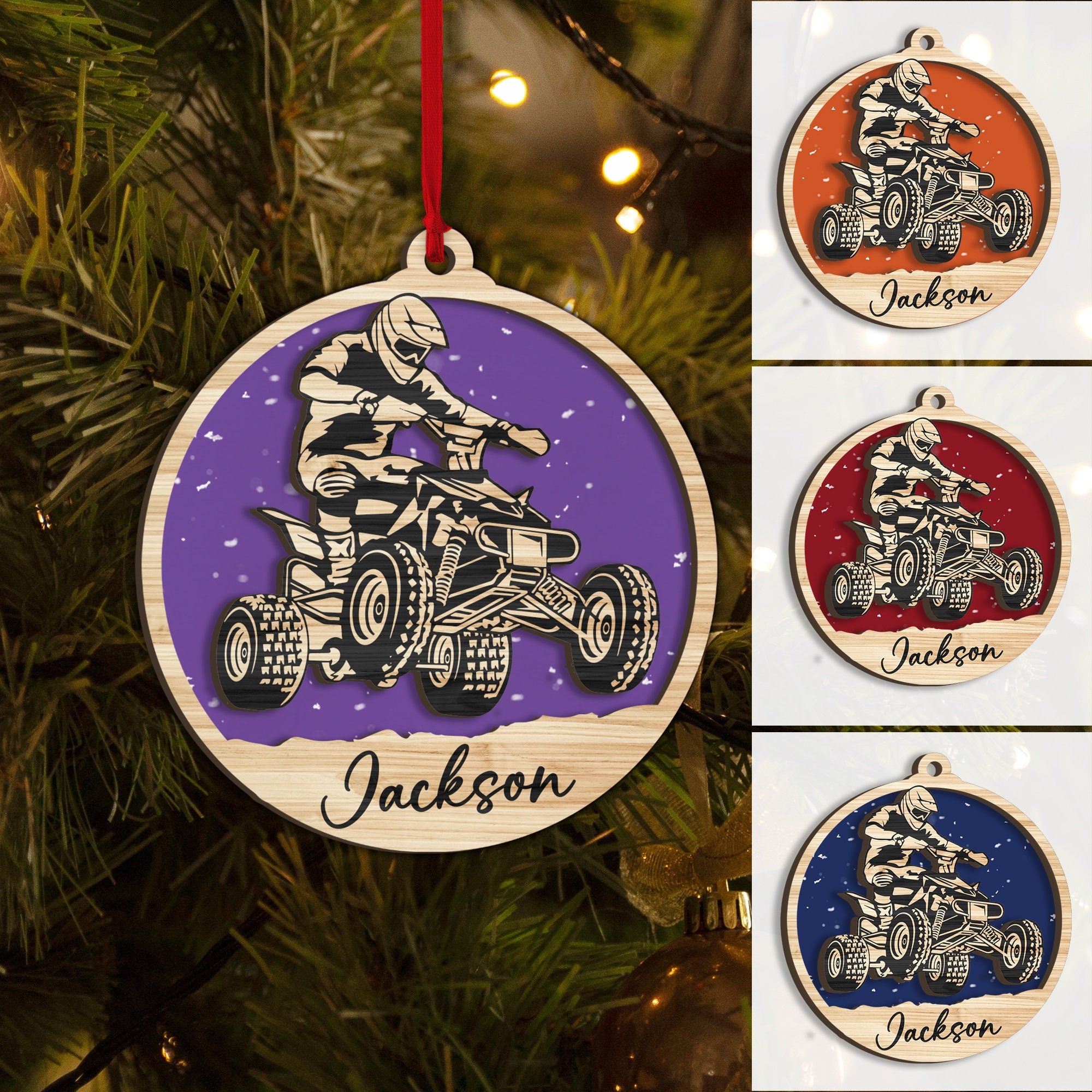 Personalized Quad Bike Wood Christmas Ornament, Gift for Rider