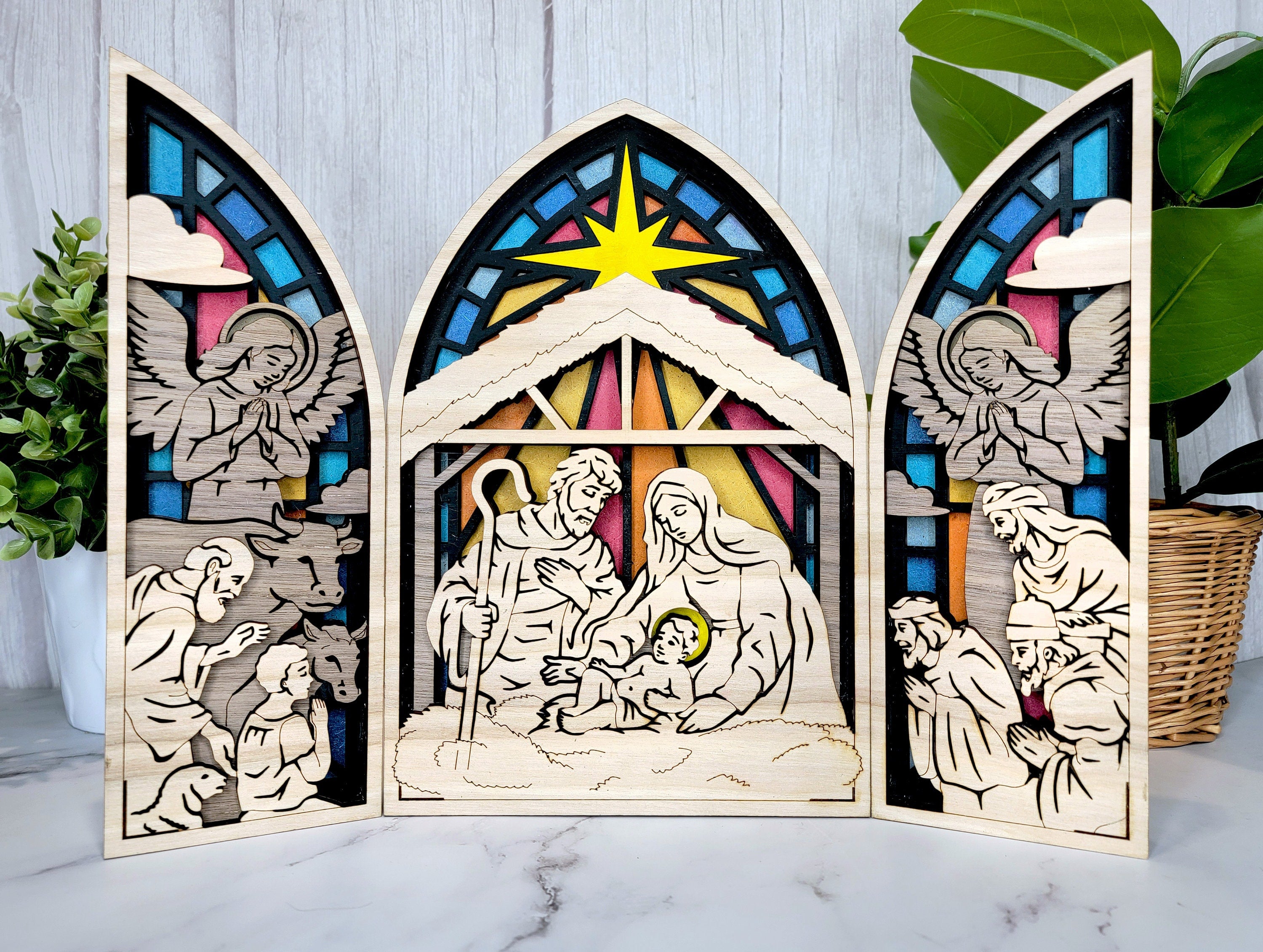 Personalized Wood The Arch Nativity Display, Holy Family, Nativity Scene, Christmas Decor