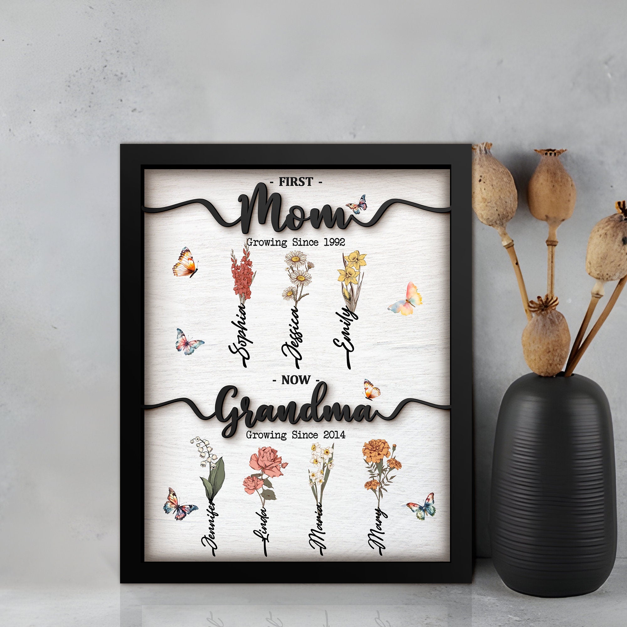 Grandma Garden Personalized 2 Layer Wooden Plaque, Mother's Day Gift, Gift For Mom And Grandma