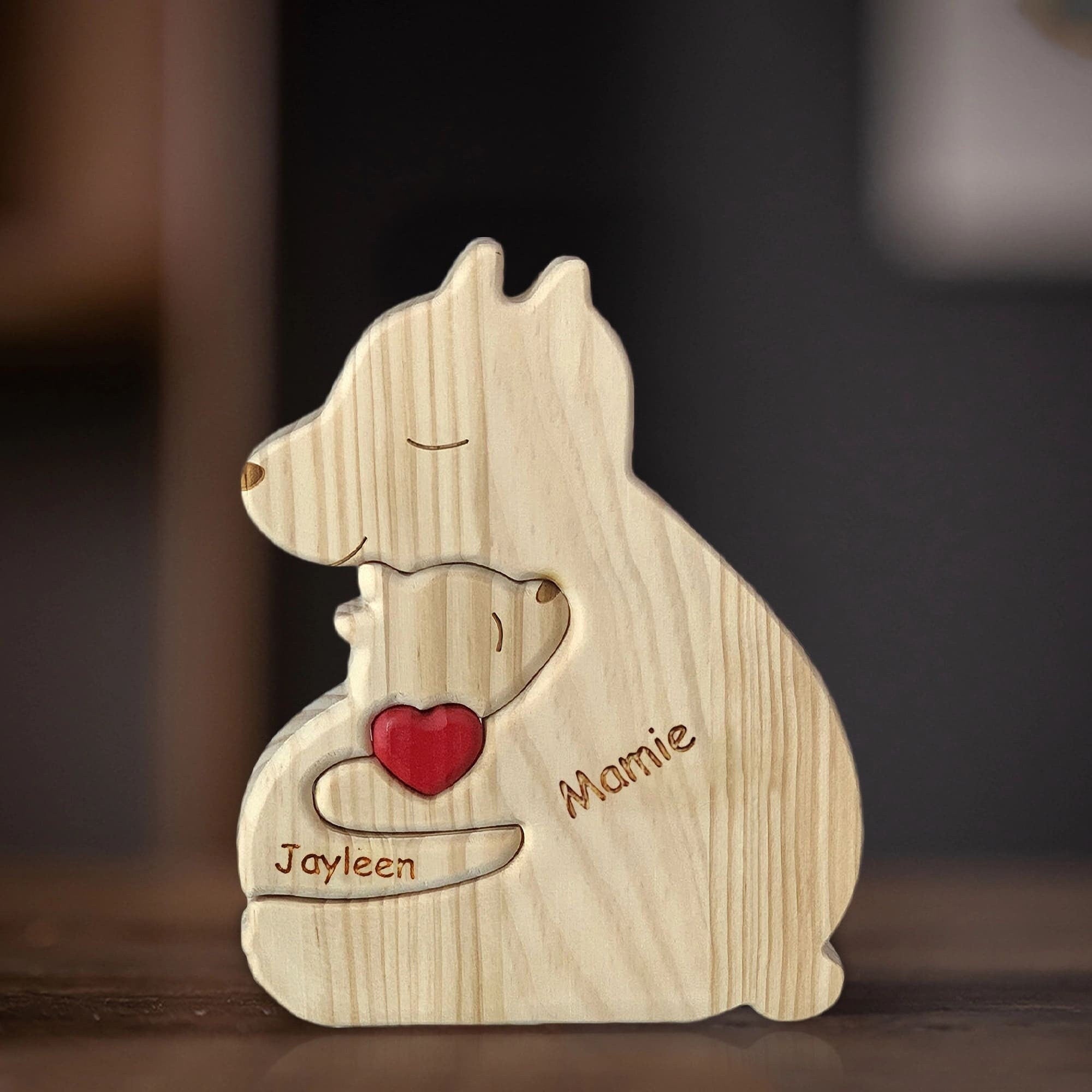 Custom Engraved Wooden Bear Family Puzzle, Mother's Day Gift, Family Gift Idea