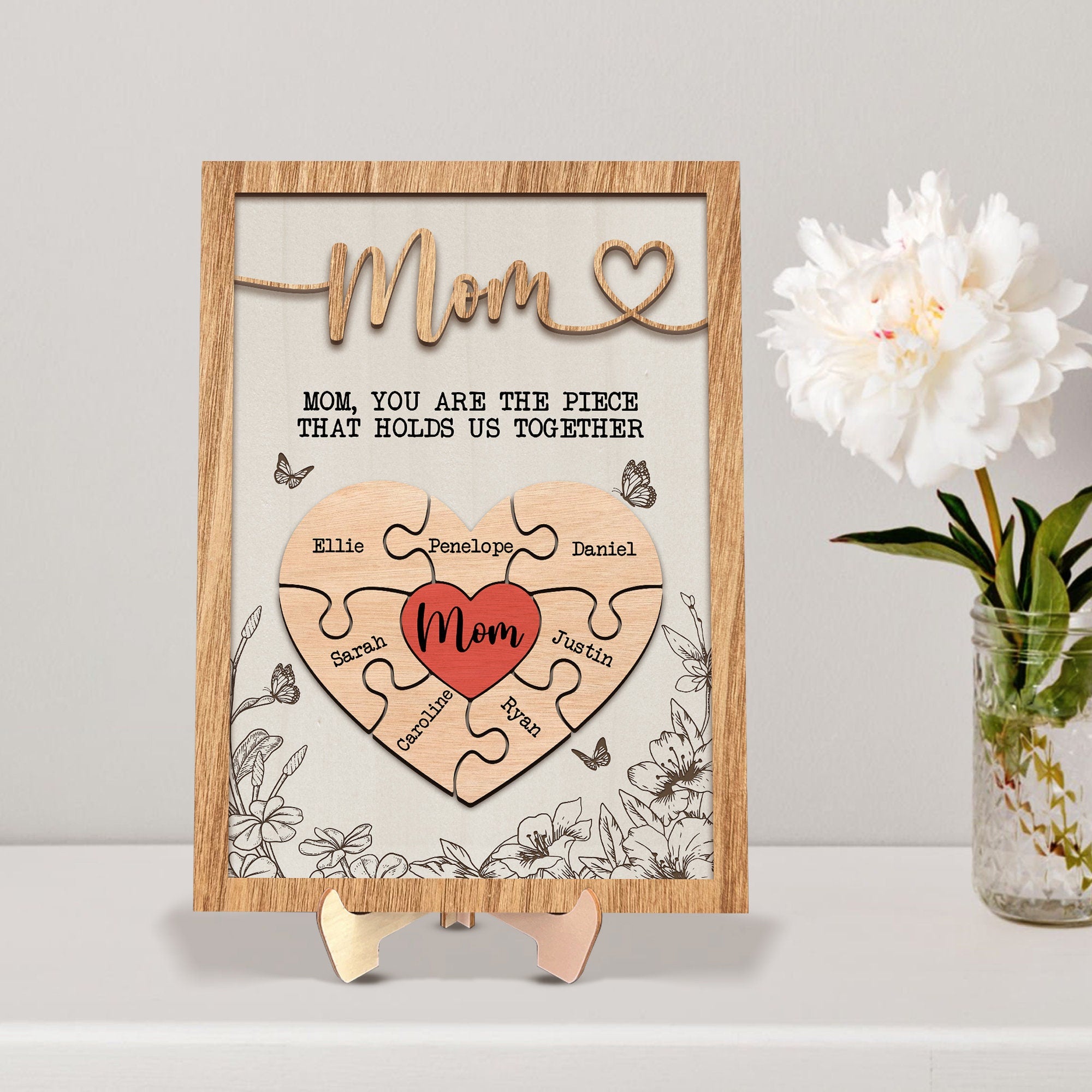 You Are The Piece That Holds Us Together Custom Mom Puzzle Sign, Gifts For Mom