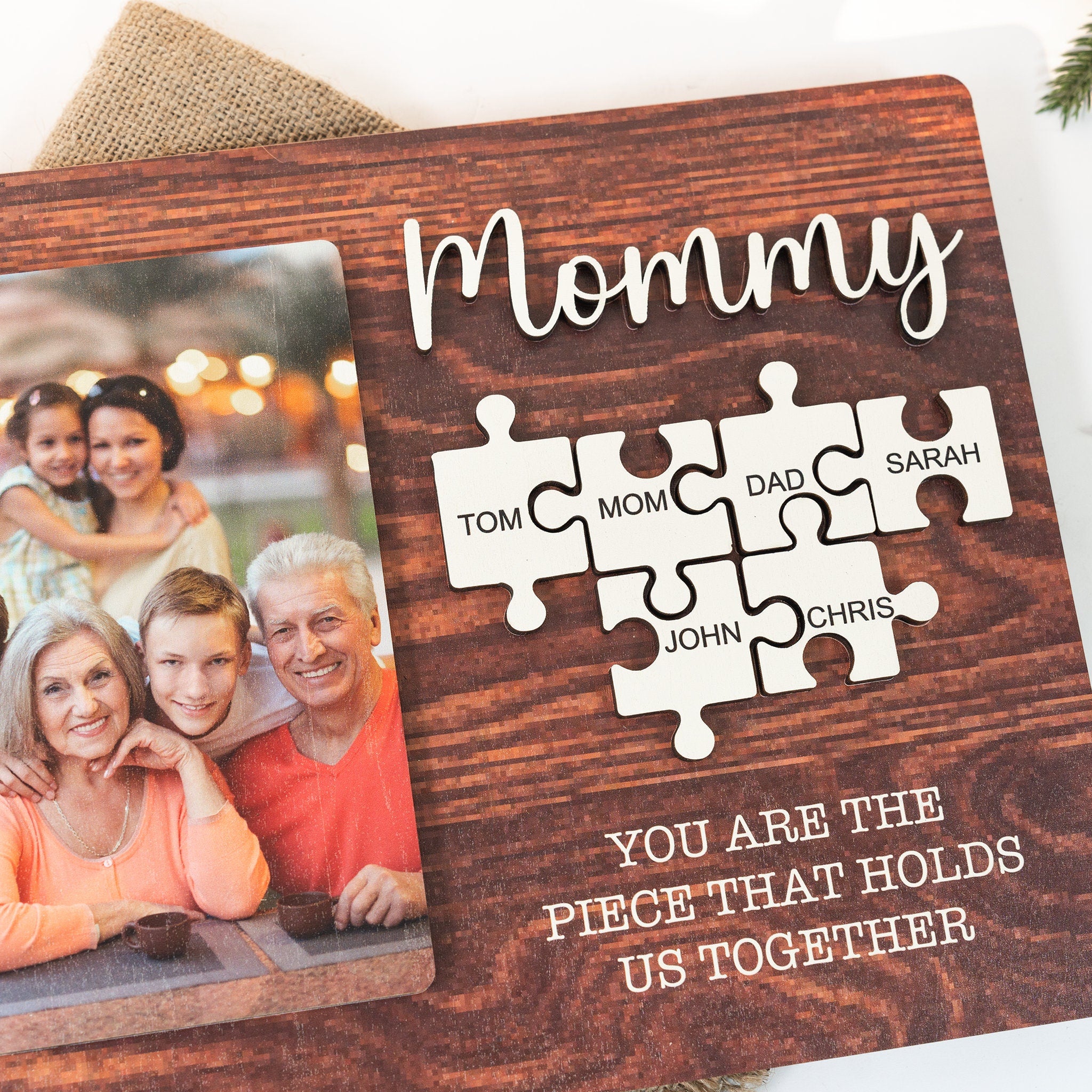 Personalized Family Puzzle With Photo, Wooden Puzzle, Mother's Day Gift, Father's Day Gift, Gift For Family