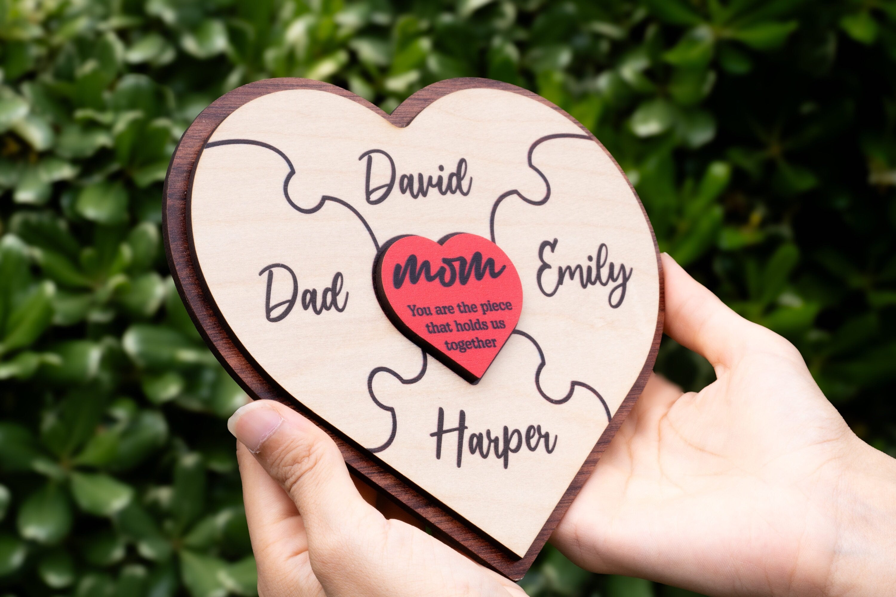 Family Heart Custom Wood Puzzle, Mother's Day Gift, Father's Day Gift, Home Decor