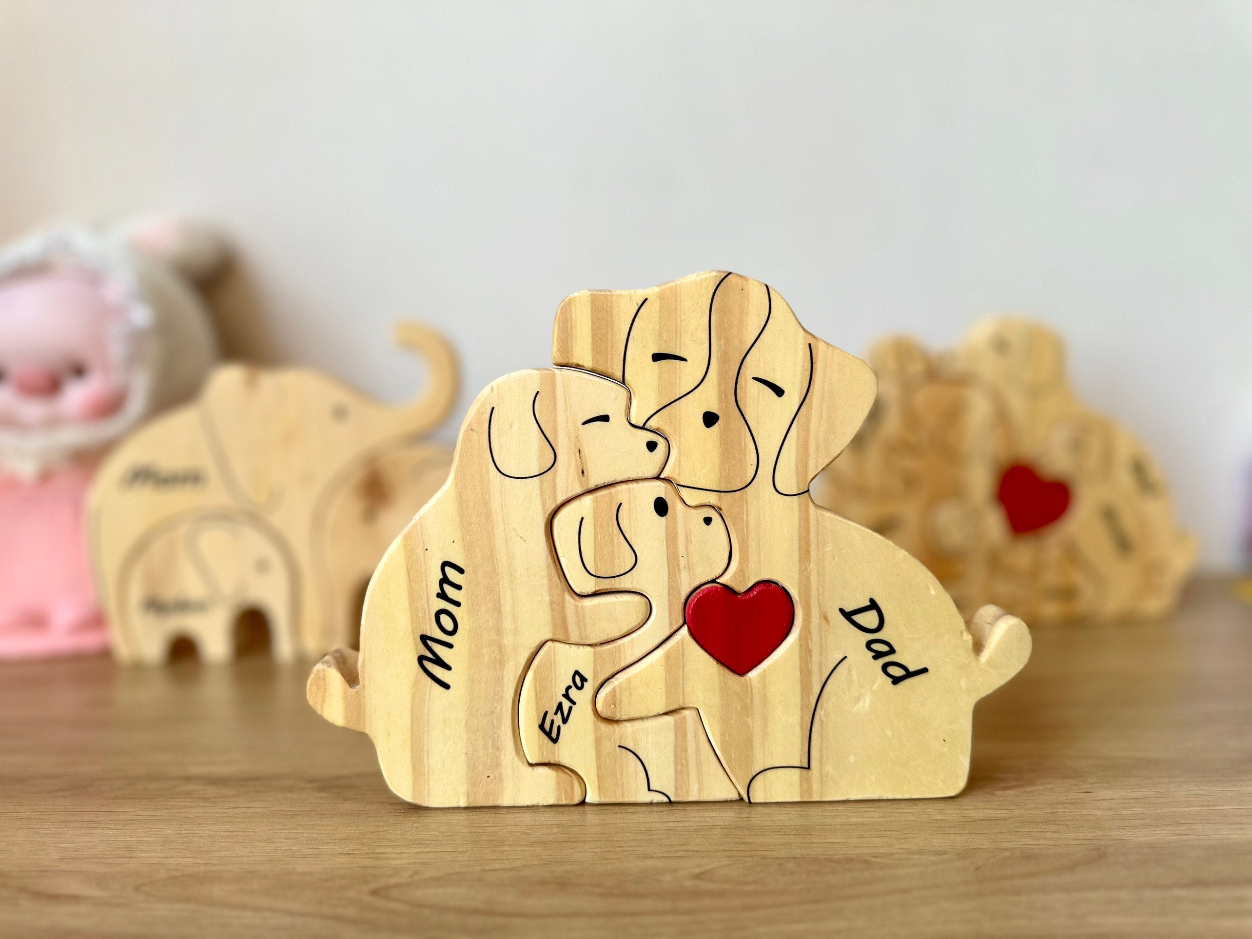 Dog Family Personalize Wooden Puzzle, Family Puzzle, Mother's Day Gift, Father's Day Gift, Family Gift Idea