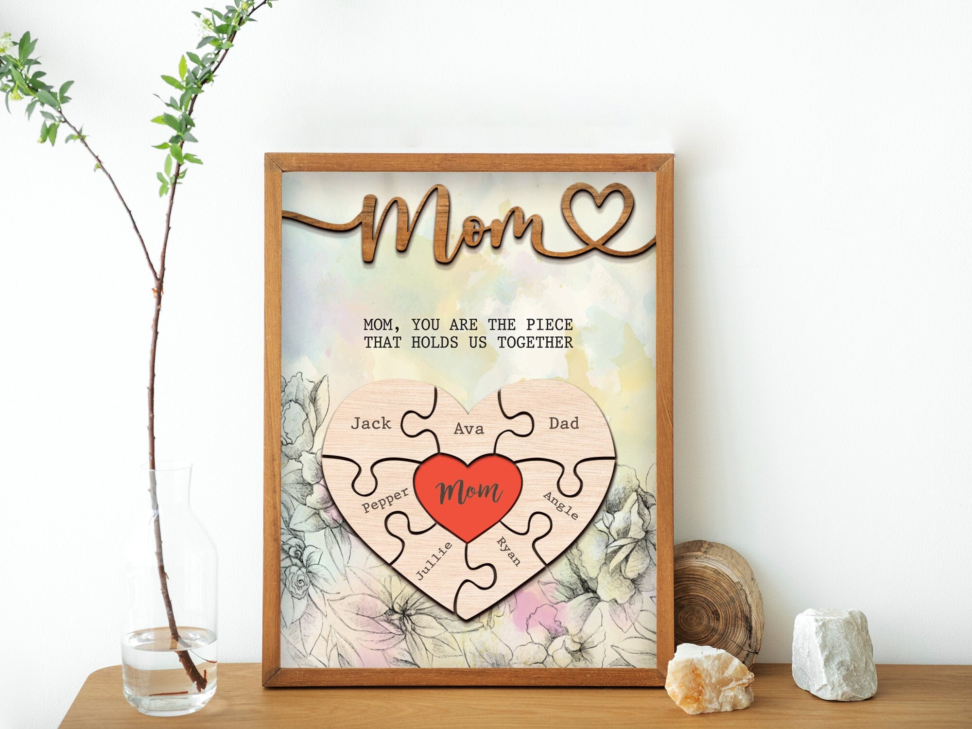 You Are The Piece That Holds Us Together Custom Mom Puzzle Sign, Gifts For Mom, Grandma Gift,