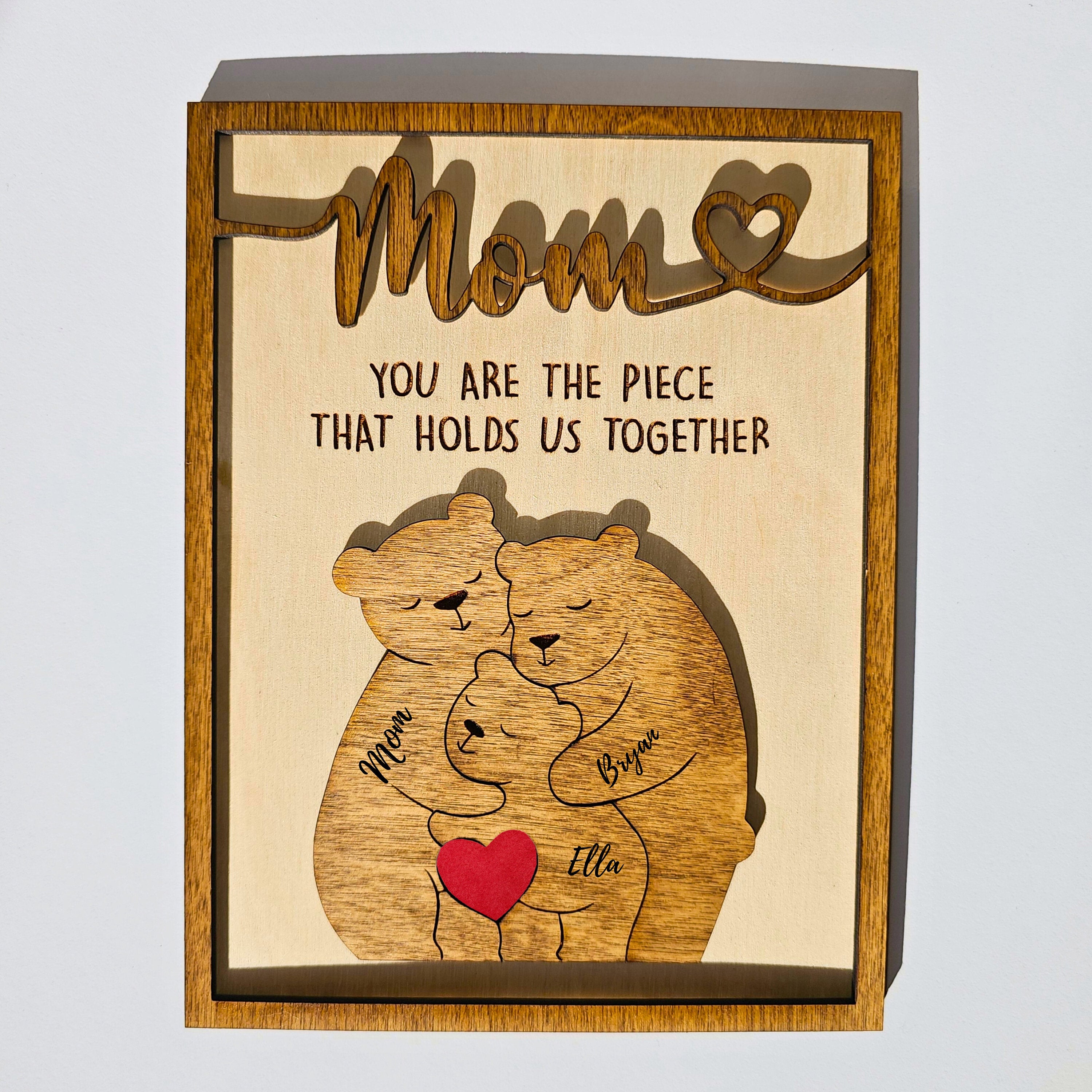 You Are The Piece That Holds Us Together Custom Bear Puzzle Sign, Mother's Day Gifts