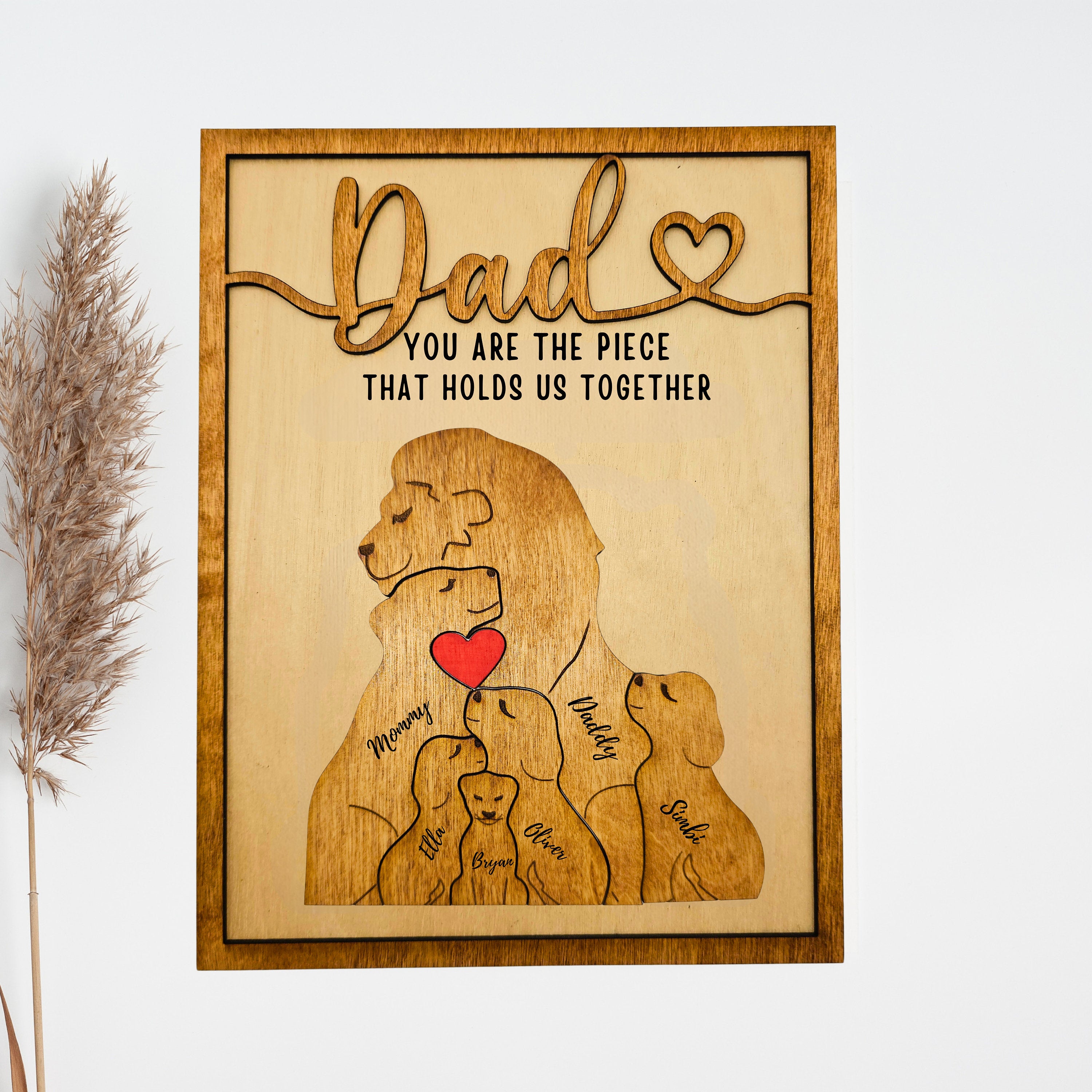 You Are The Piece That Holds Us Together Custom Lion Puzzle Sign, Dad Sign, Father's Day Gift