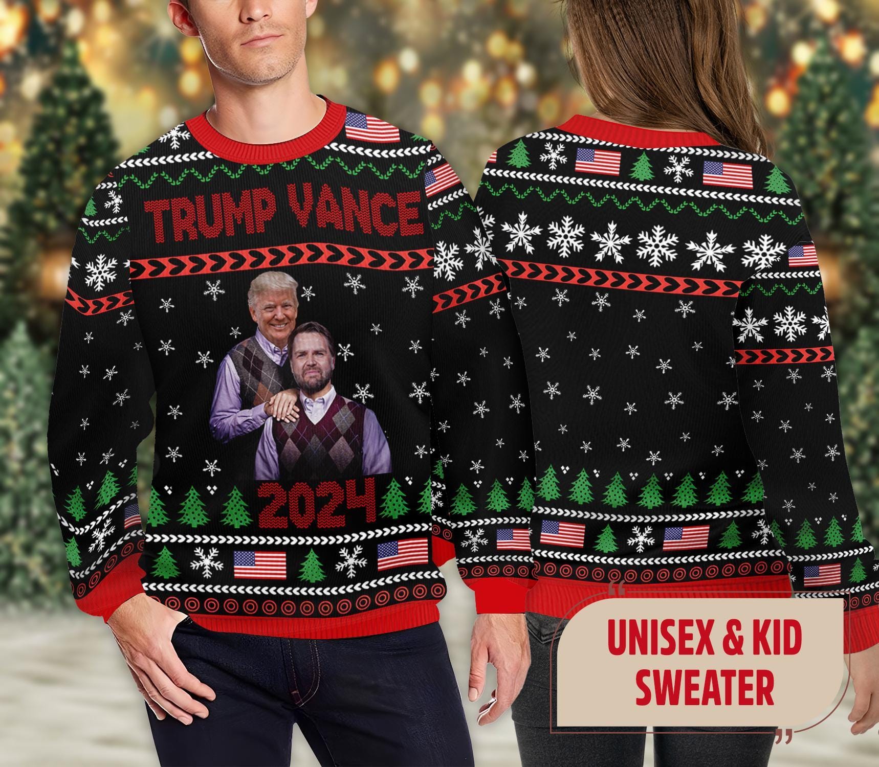 TrumpVance 2024 Funny Christmas Ugly Sweater, Funny Political Shirts, Christmas Gifts