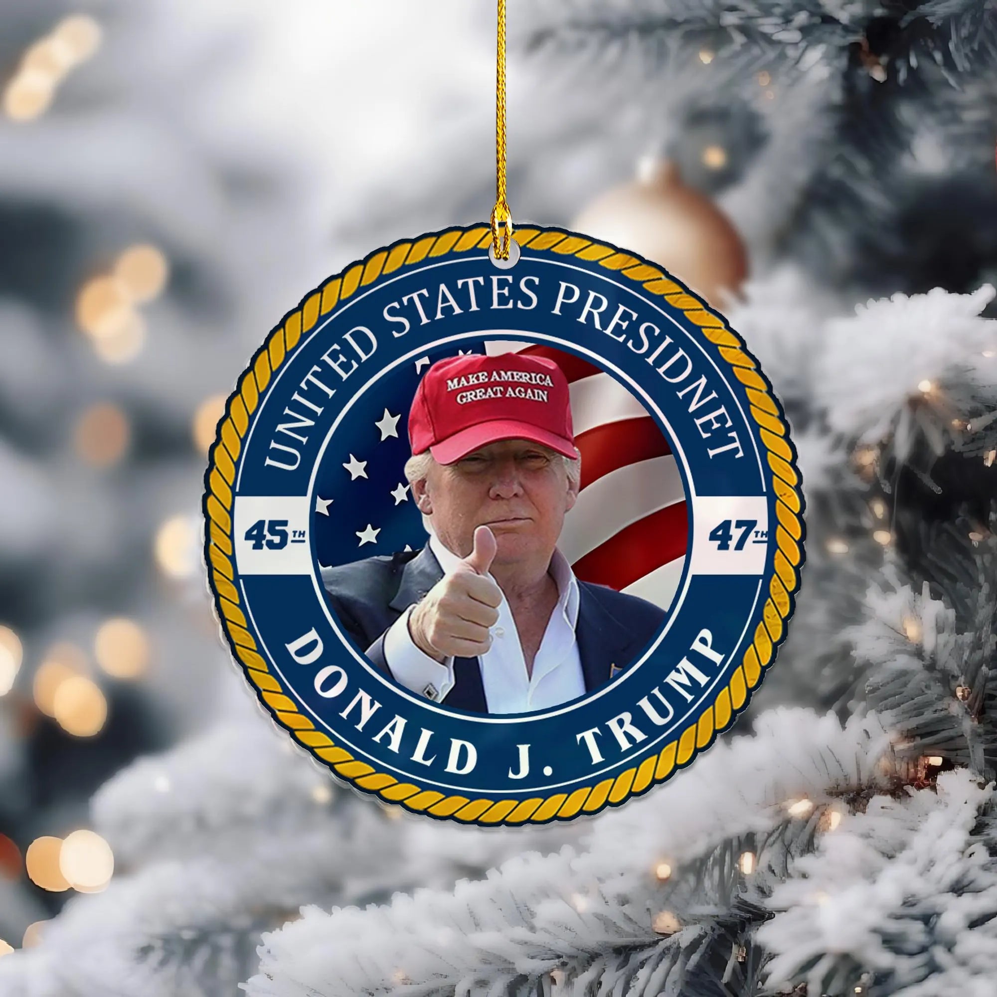 Trump2024 Make America Great Again, Ceramic Christmas Ornament, Unique Christmas Ornaments