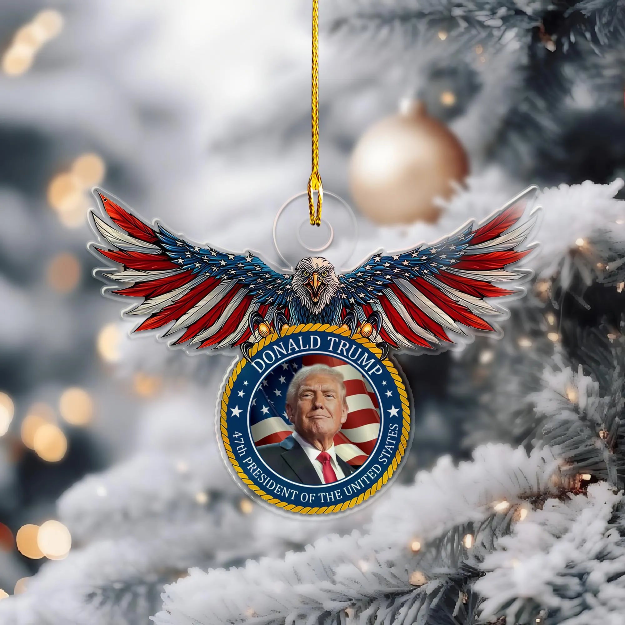 Trump2024 Eagle Ornament, Christmas Acrylic Ornament,  Family Gift