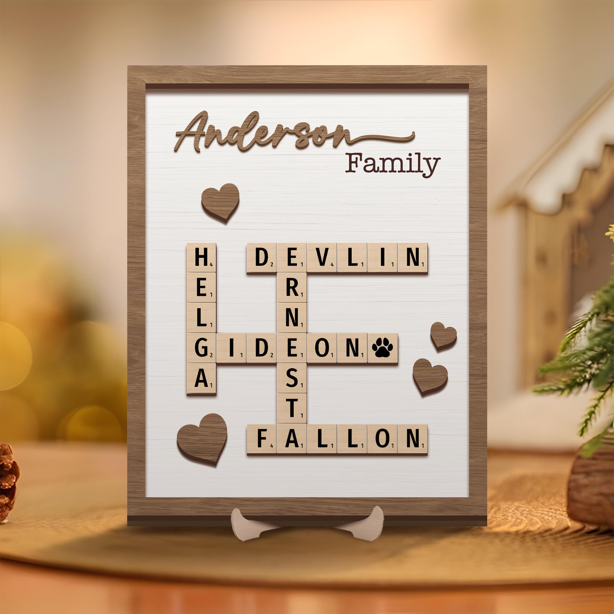 Family Name Crossword Puzzle 2 Layer Custom Wooden Plaque Puzzle, Mother's Day Gift, Father's Day Gift