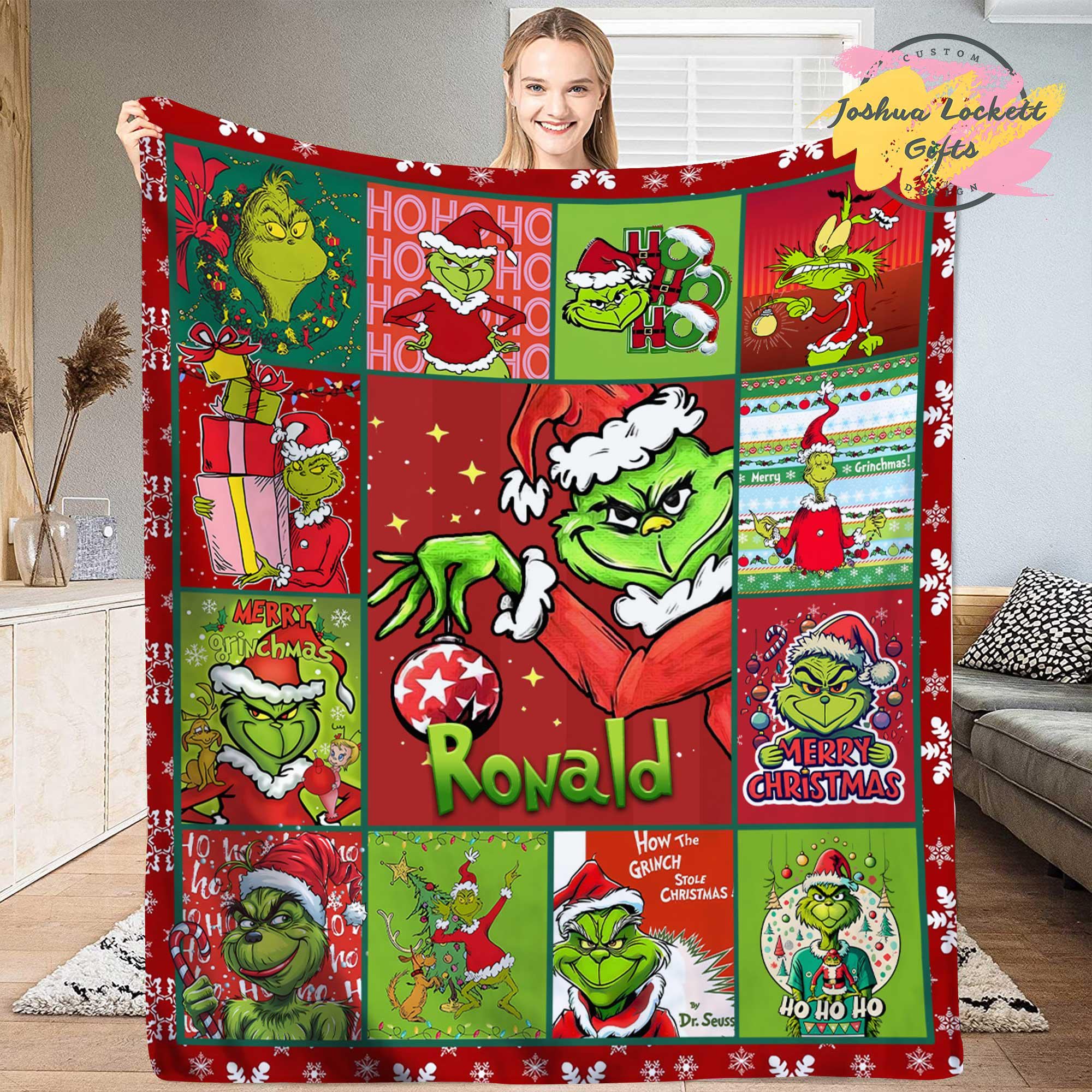 Custom Grinch Christmas Blanket, Merry Grinchmas, Christmas Gift