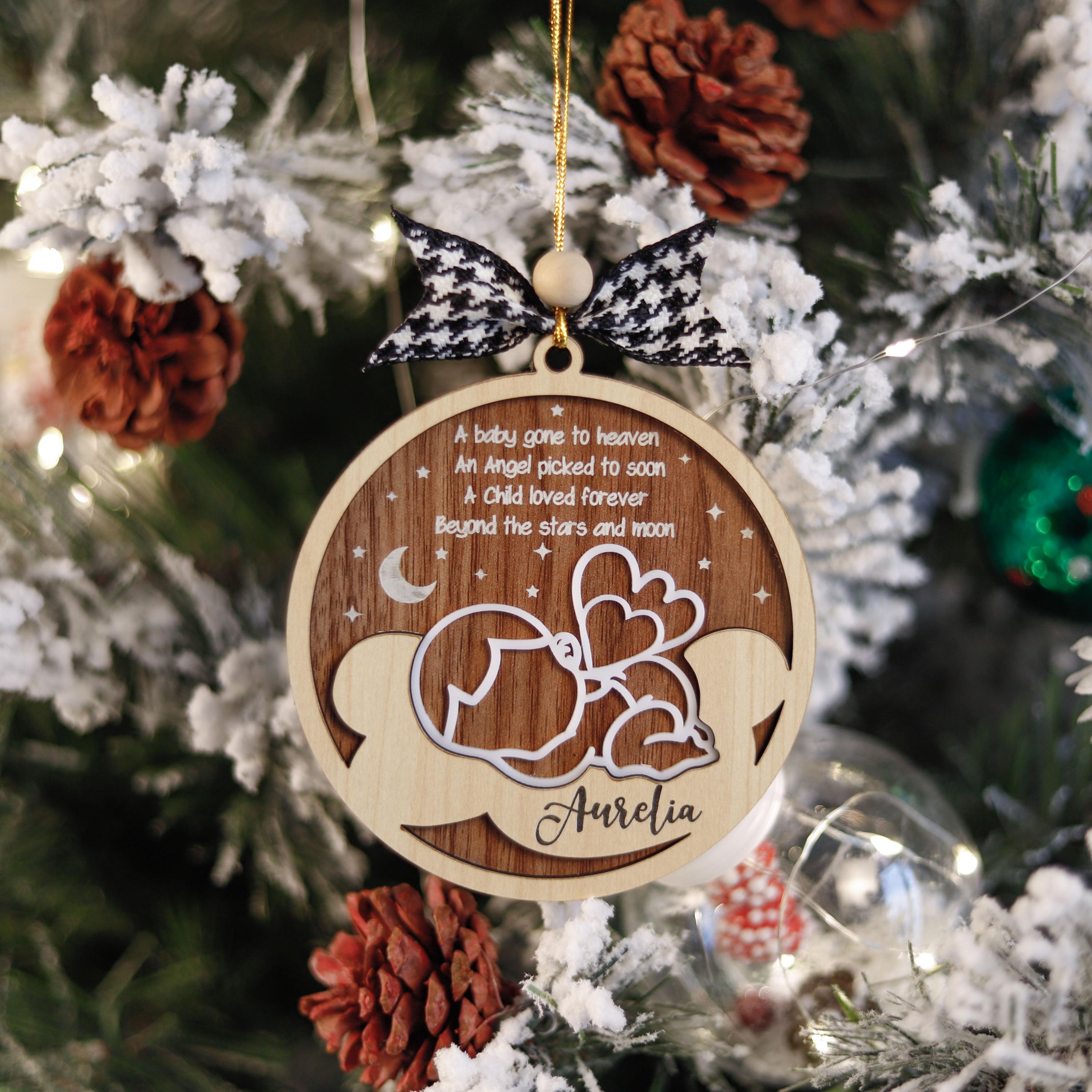 Personalized Baby Wood Christmas Memorial Ornament, Miscarriage Gift, Pregnancy Loss Gift