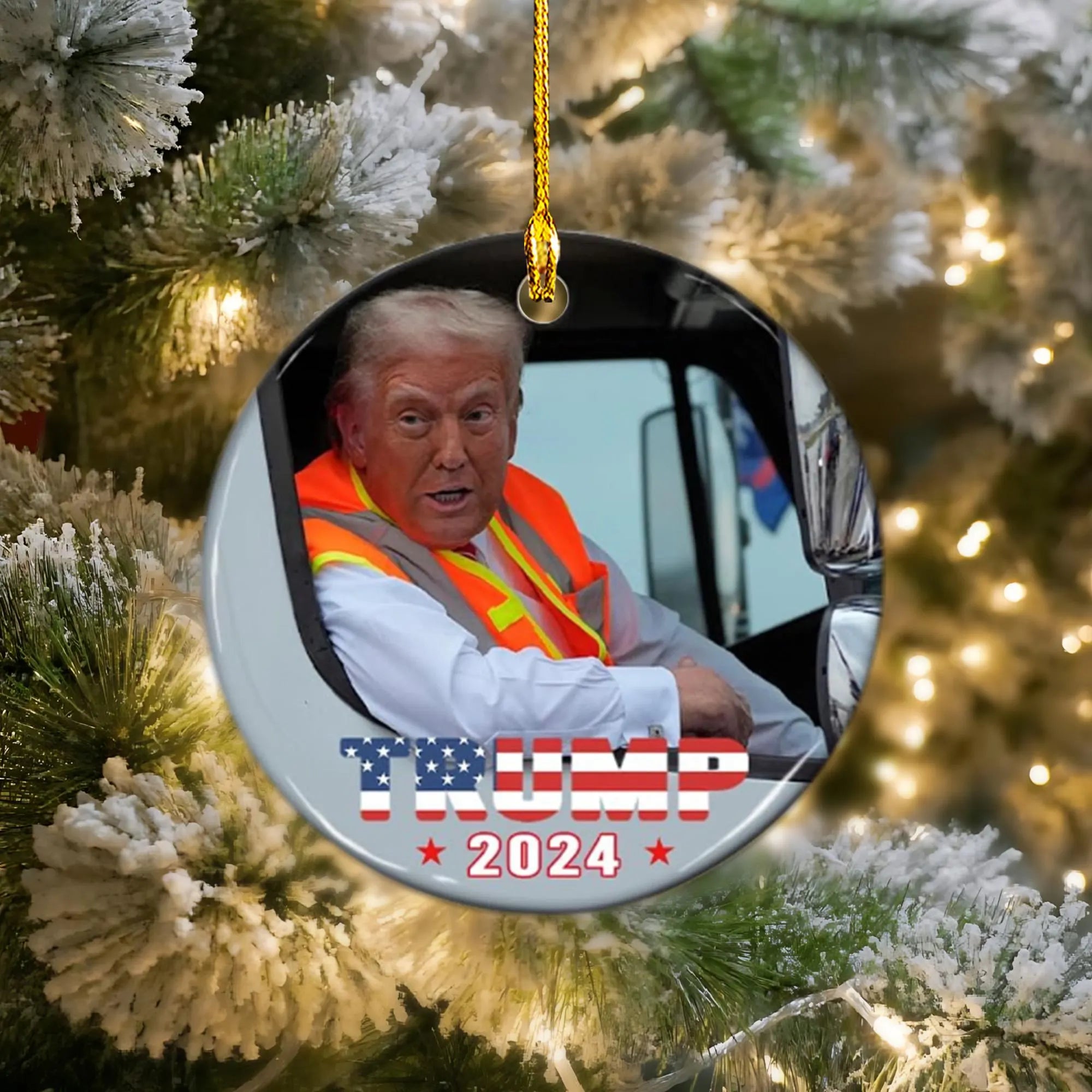 Trump2024 Ornament, Funny Political Ceramic Ornament, Christmas Decor