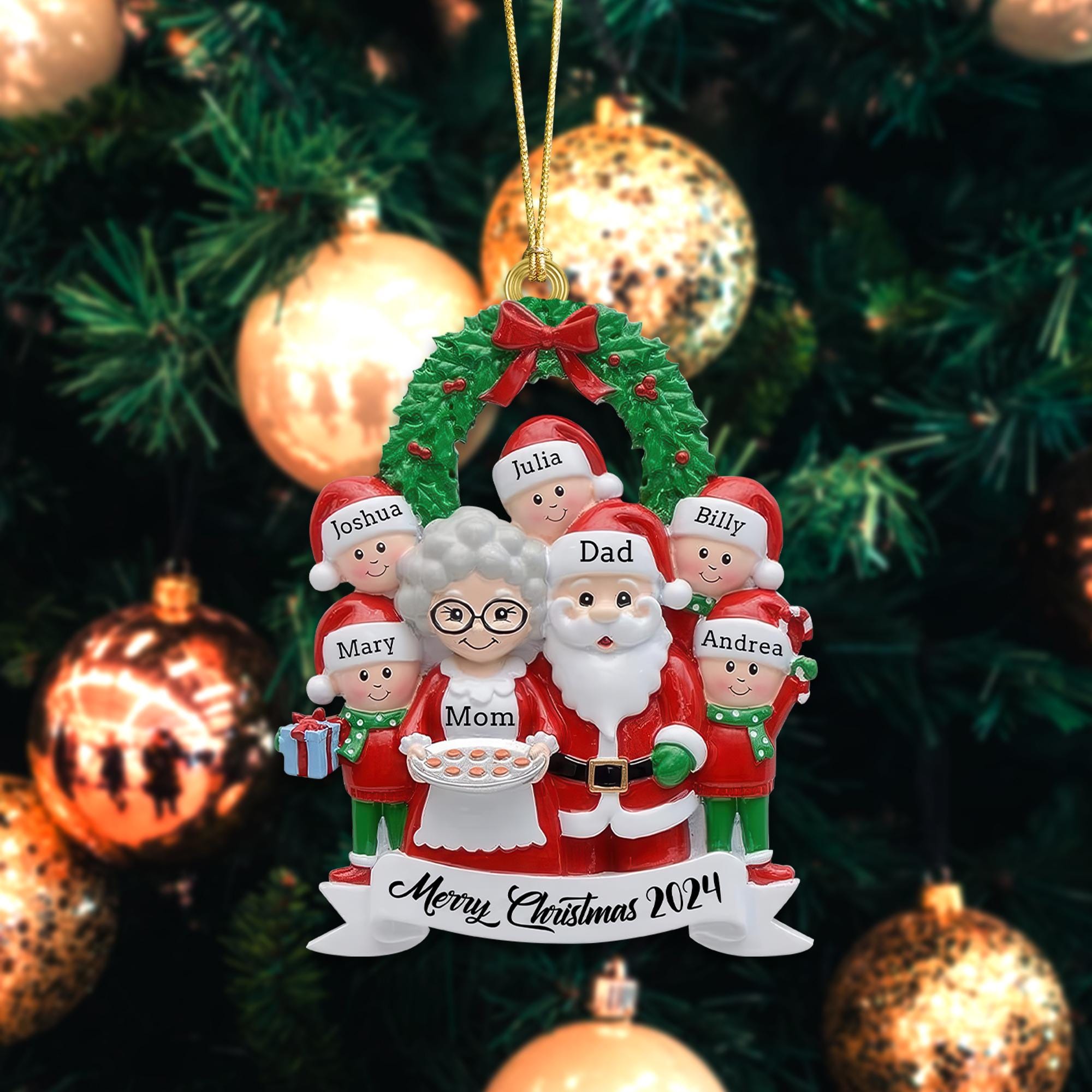 Personalized Santa Claus Family Resin Christmas Ornaments, Family Gifts