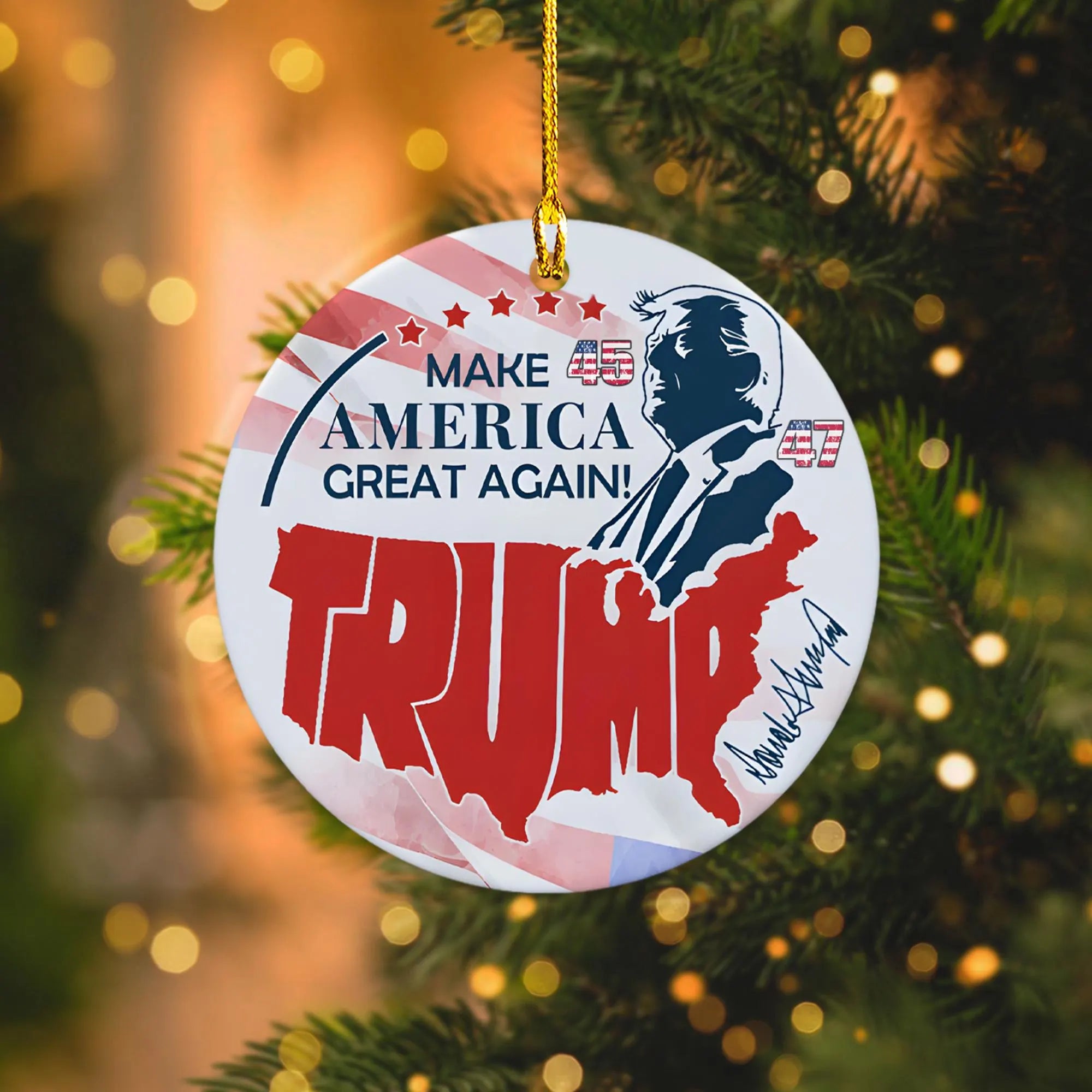 Trump2024 Signature Ornaments,  Ceramic Christmas Ornament, Family Gift