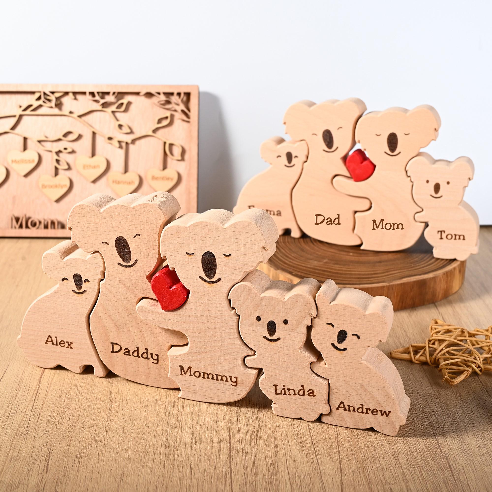 Koala Family Custom Engraved Wooden Puzzle, Mother's Day Gift, Father's Day Gift, Home Decor