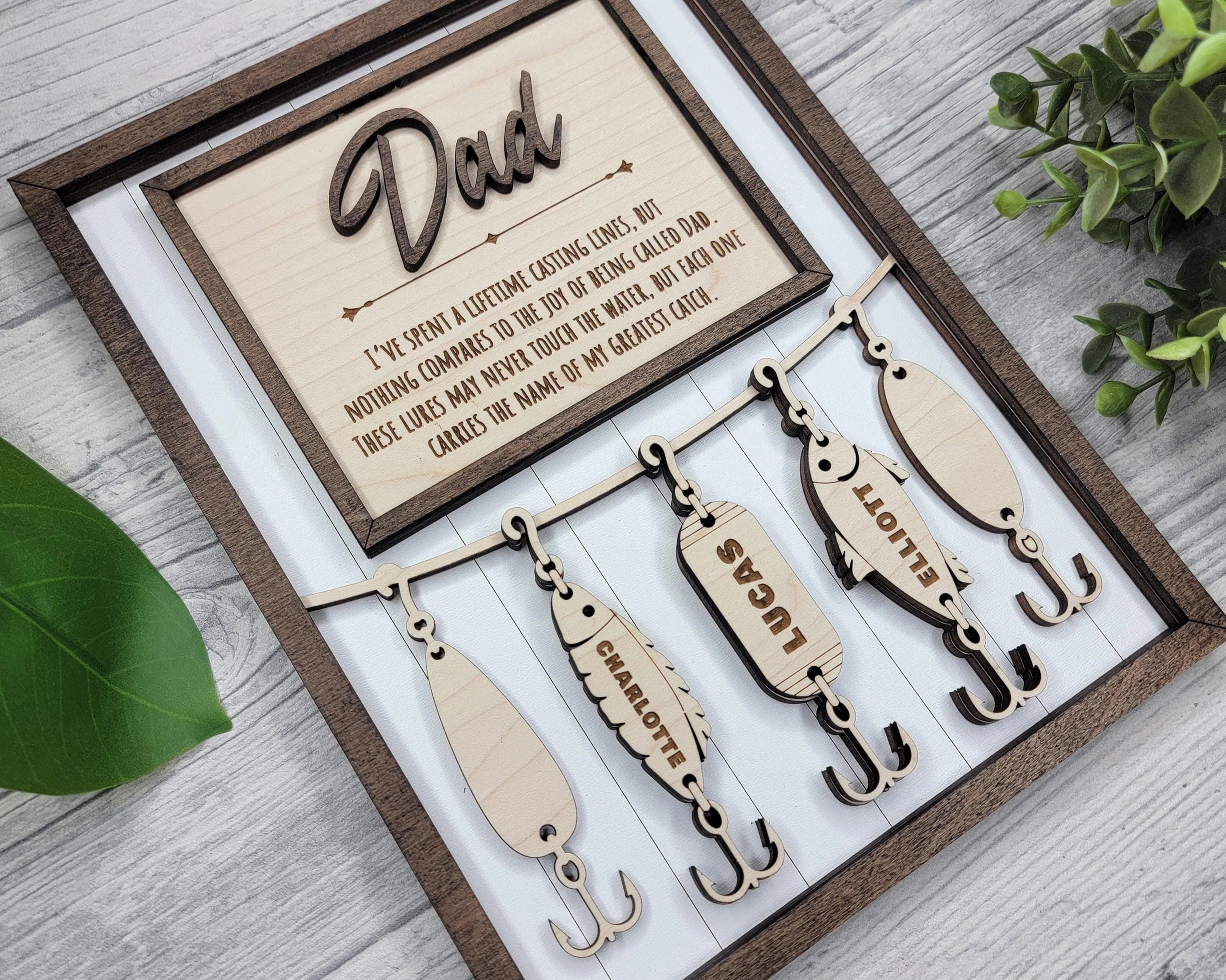 Dad's Fishing Lure Custom Wooden Sign, Fishing Father's Day gifts – CustomFam