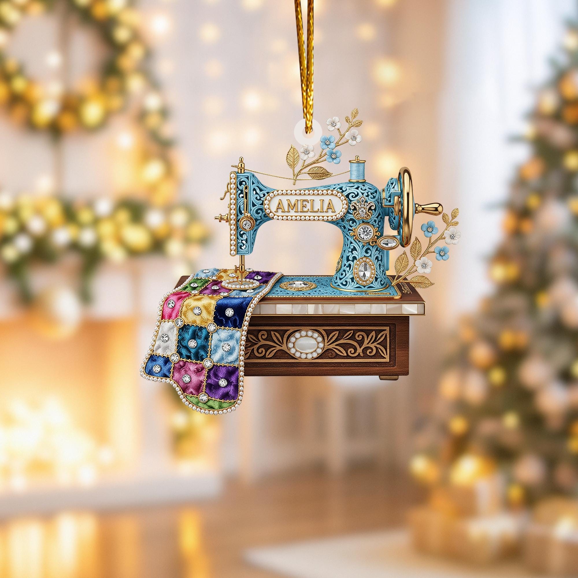 Sewing Machine Ornament, Christmas Tree Decoration, Acrylic Ornament, Christmas Ornament