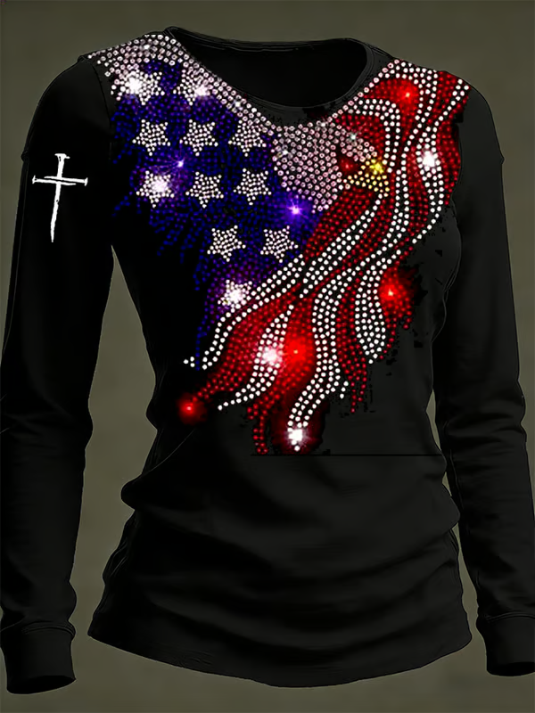 Faith Cross Eagle America 250 Years Long Sleeve Shirt, USA 250th Anniversary Shirt, Patriotic Women Tees