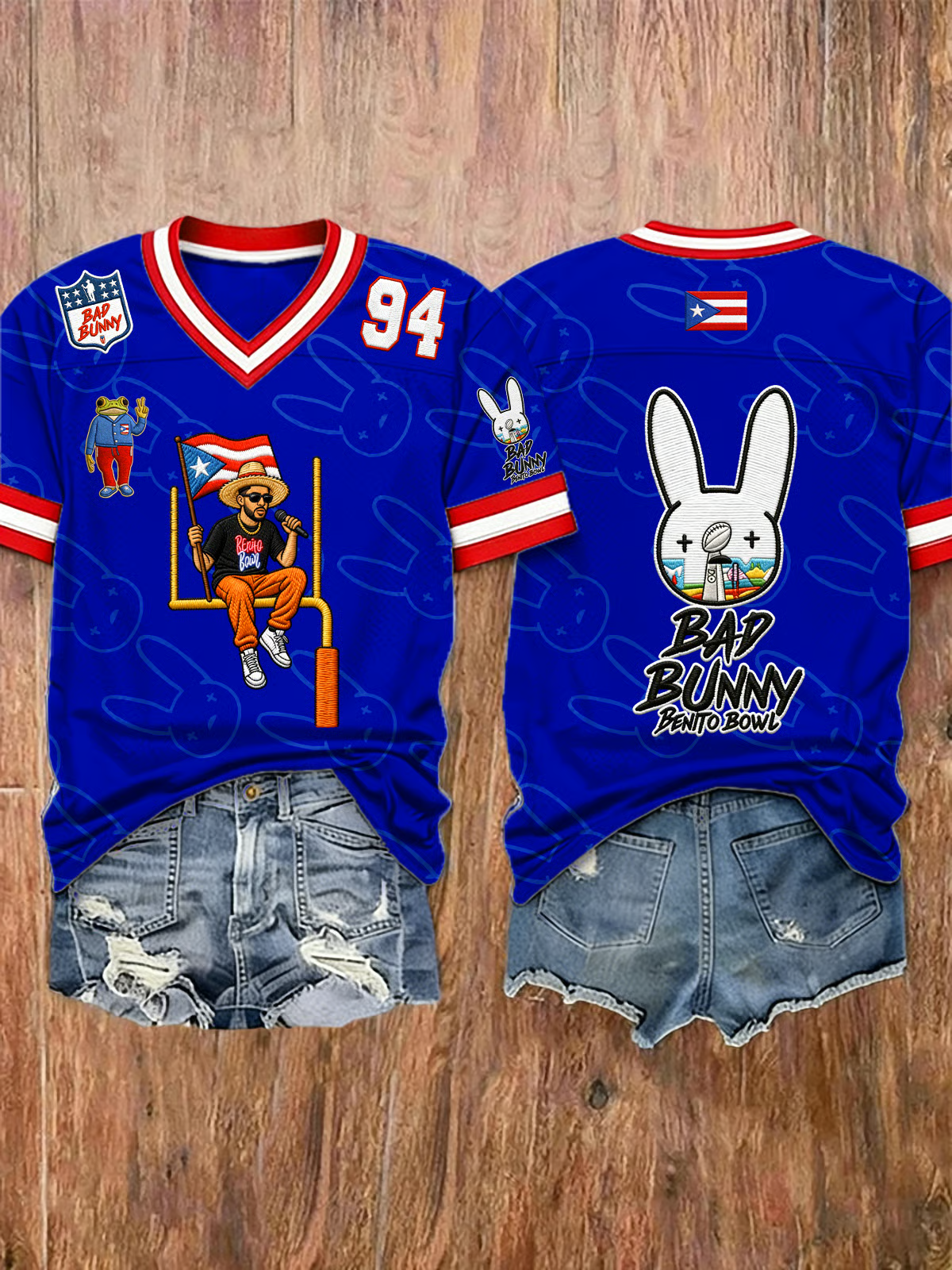 Bad Bunny 94 Shirt, Bowl Football Tee, Benito Bowl Bad Bunny Gift, Puerto Rico Sapo Concho Coquí Football