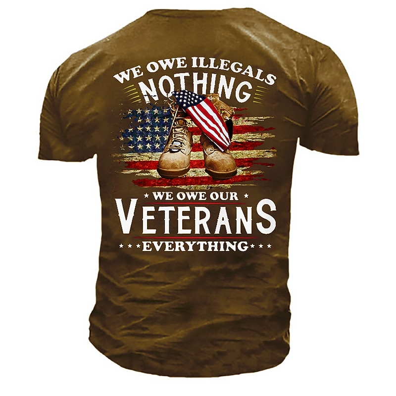 We Owe Our Veterans Everything 250 Years Brown Patriotic T-Shirt, 4th Of July Men's Shirt